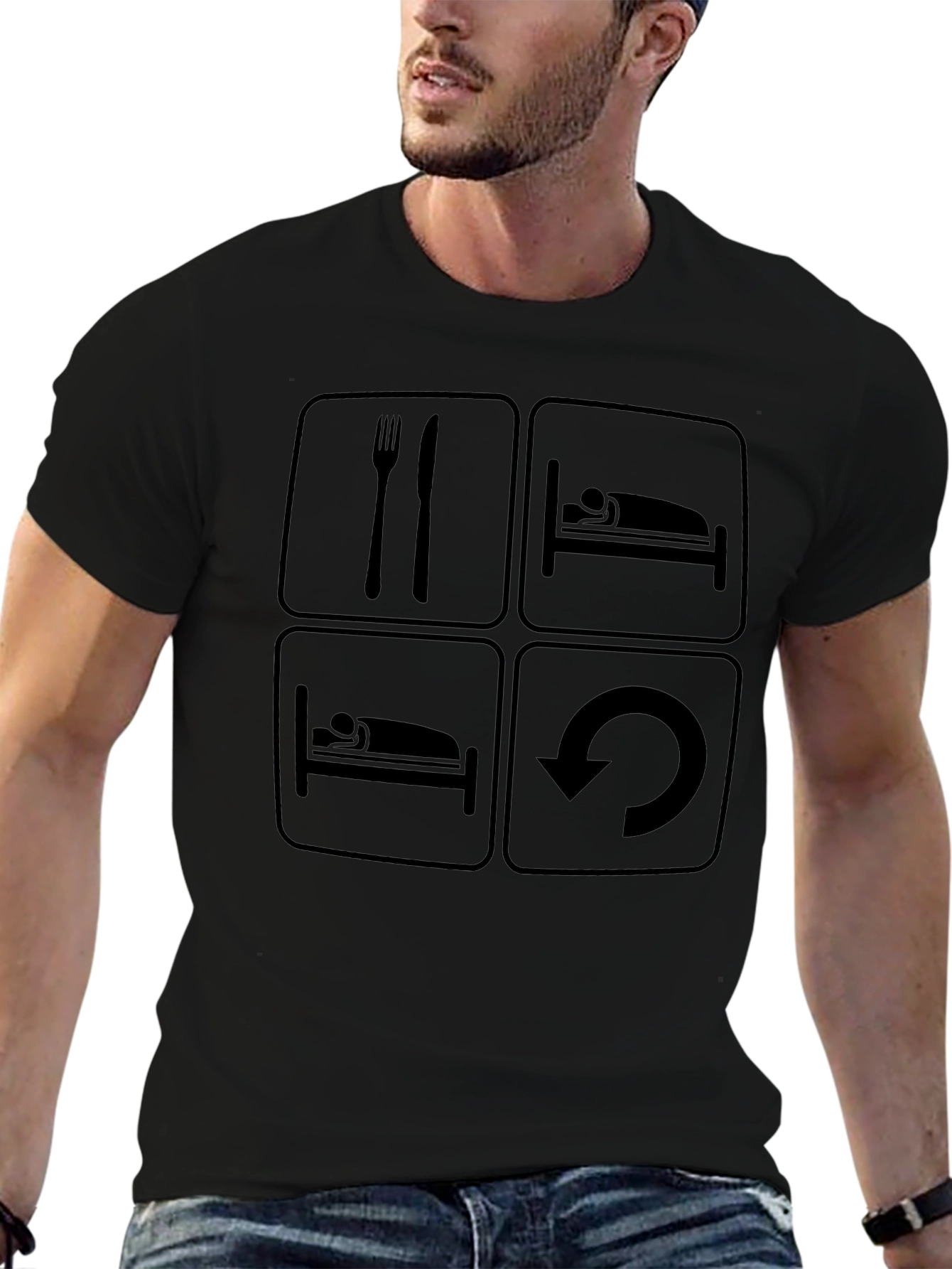 Eat Sleep Repeat T-Shirt - Funny Graphic Tee