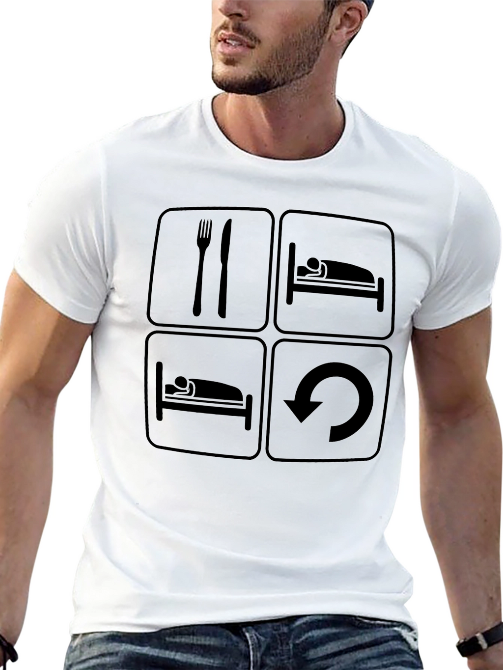 Eat Sleep Repeat T-Shirt - Funny Graphic Tee