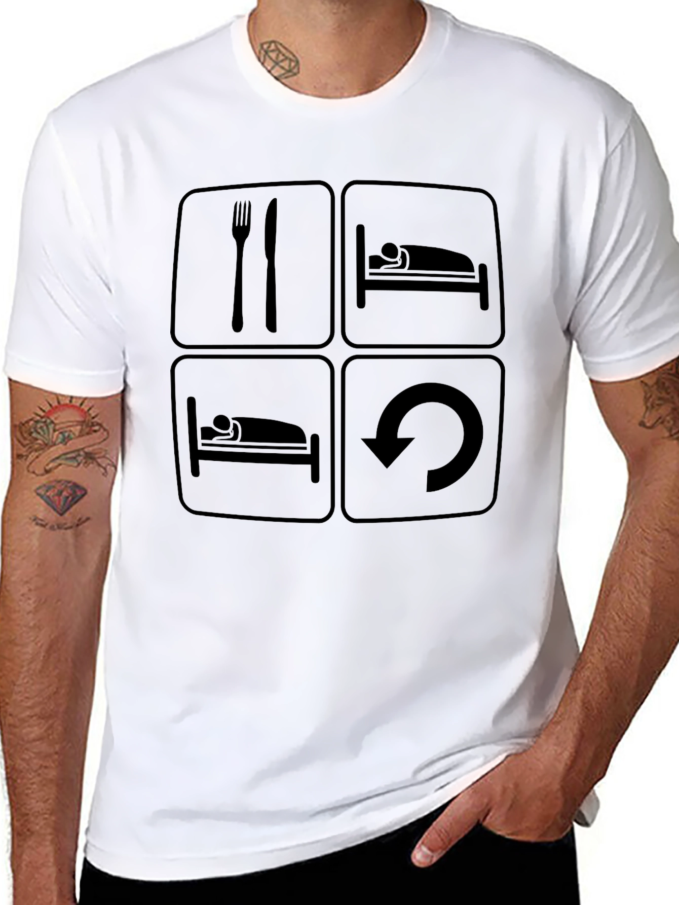 Eat Sleep Repeat T-Shirt - Funny Graphic Tee