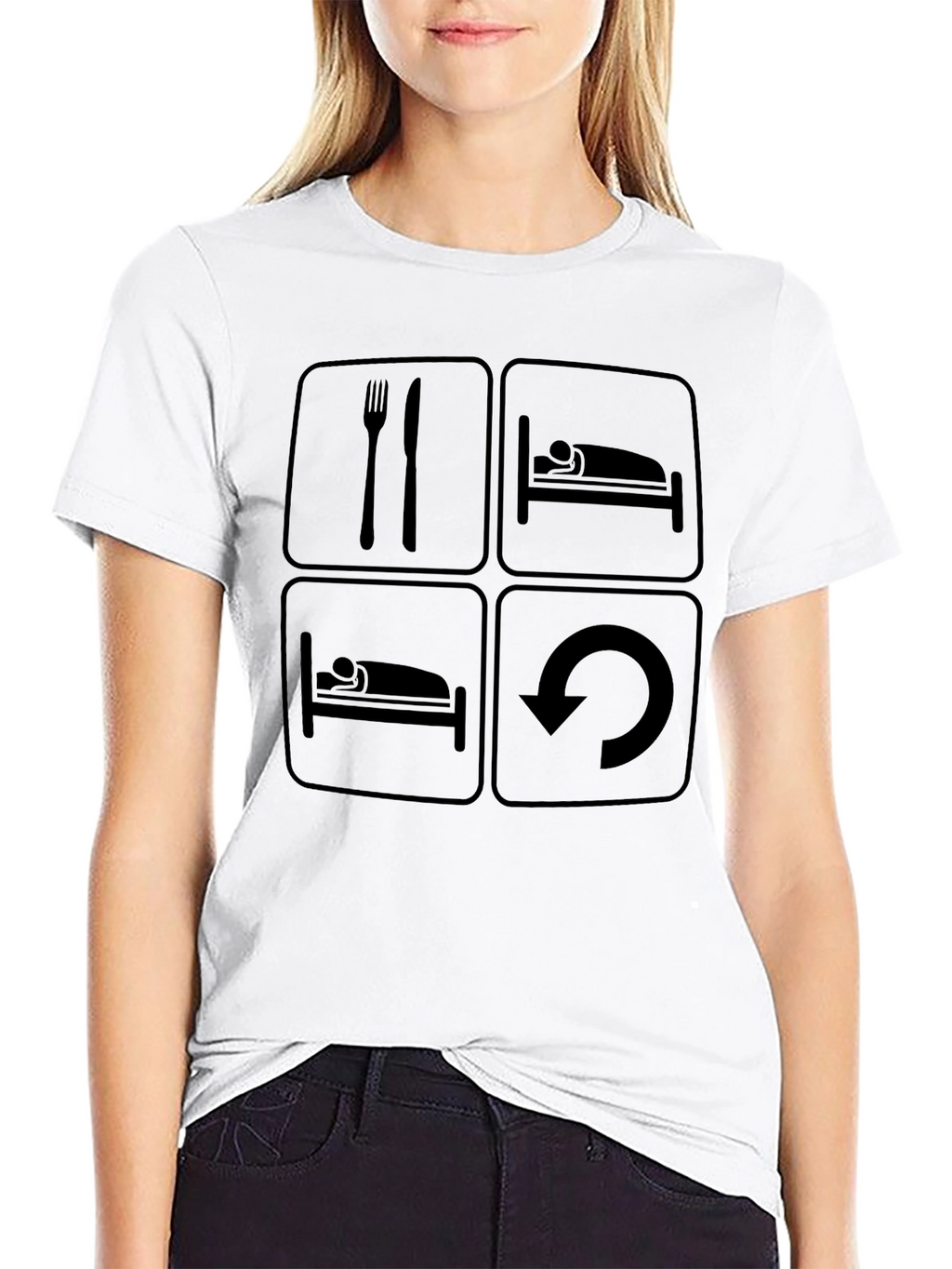 Eat Sleep Repeat T-Shirt - Funny Graphic Tee