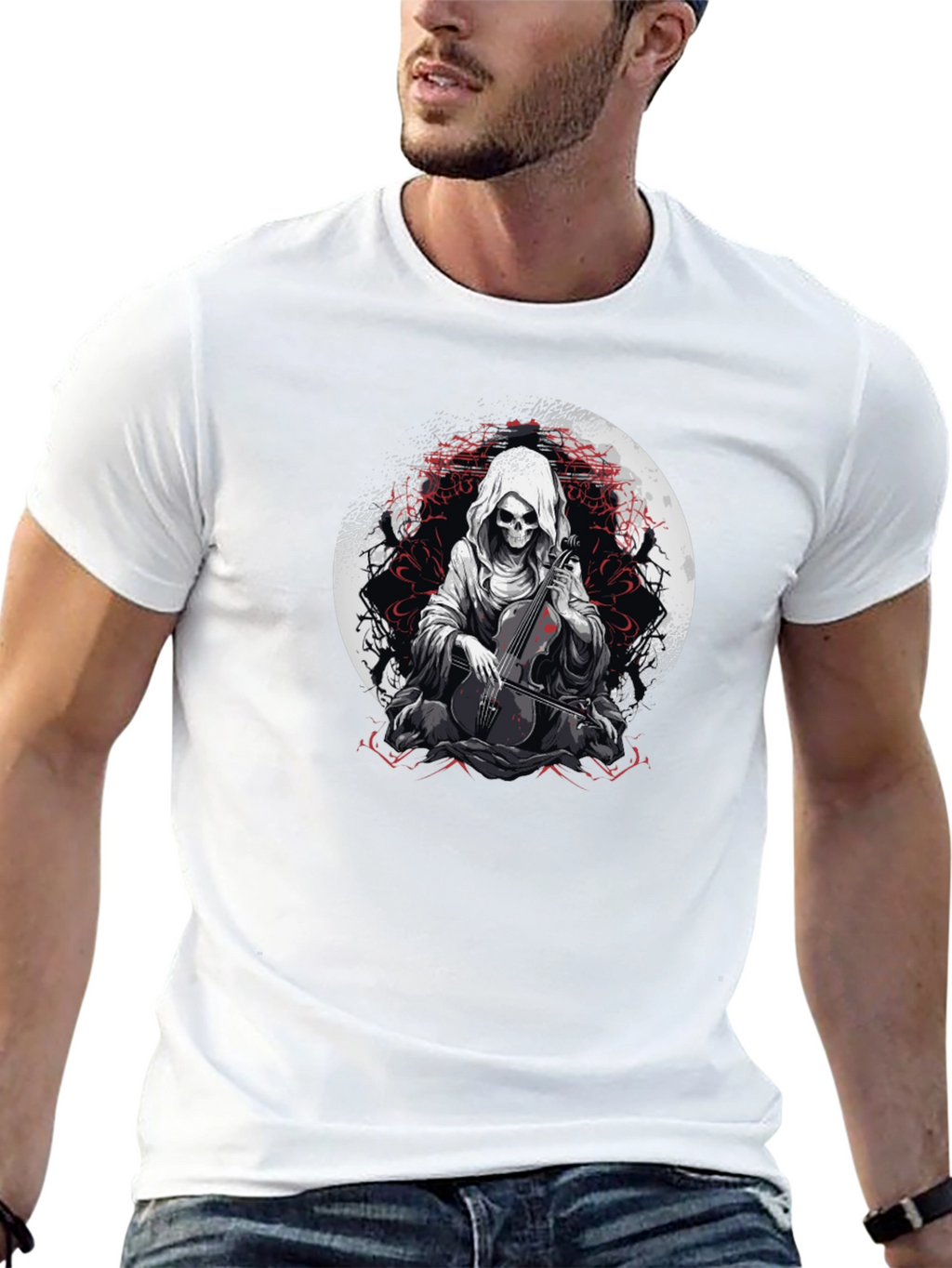 Grim Reaper Cello Player Graphic Tee