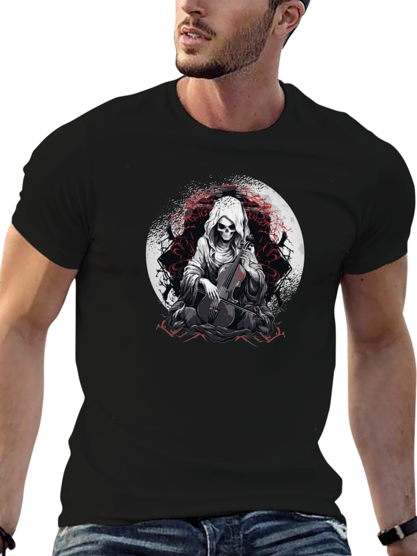 Grim Reaper Cello Player Graphic Tee