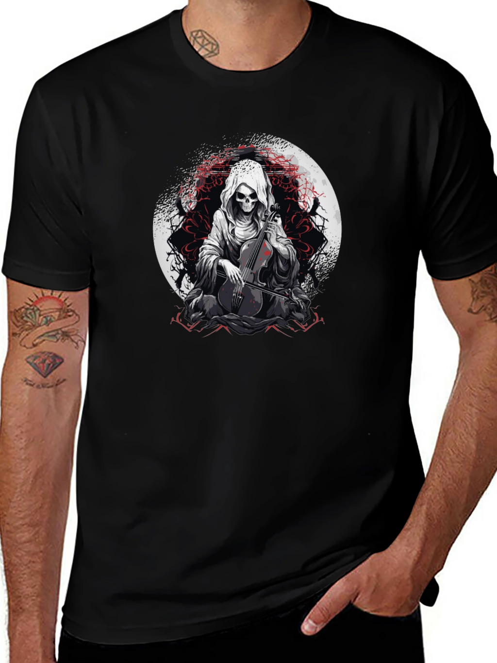 Grim Reaper Cello Player Graphic Tee