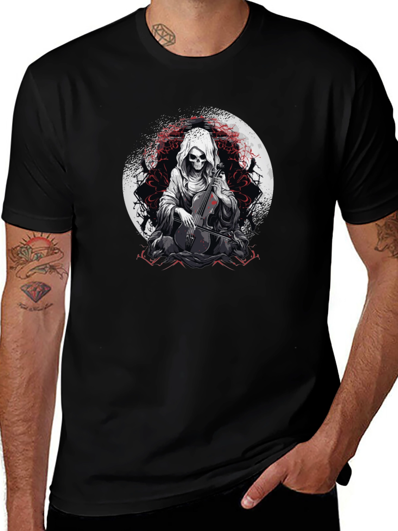 Grim Reaper Cello Player Graphic Tee