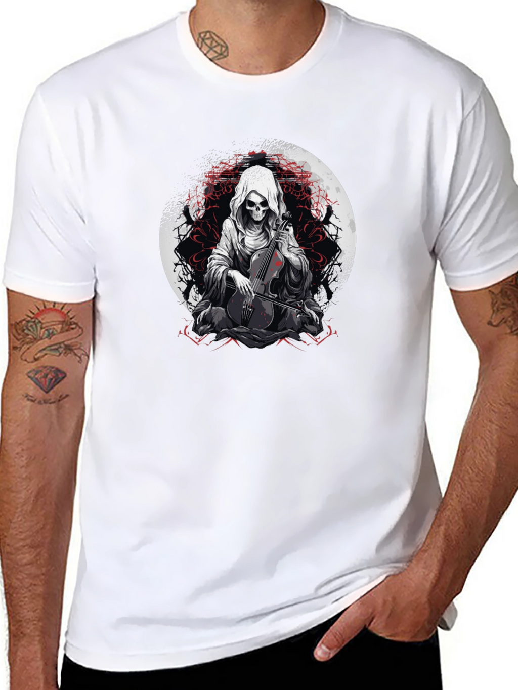 Grim Reaper Cello Player Graphic Tee