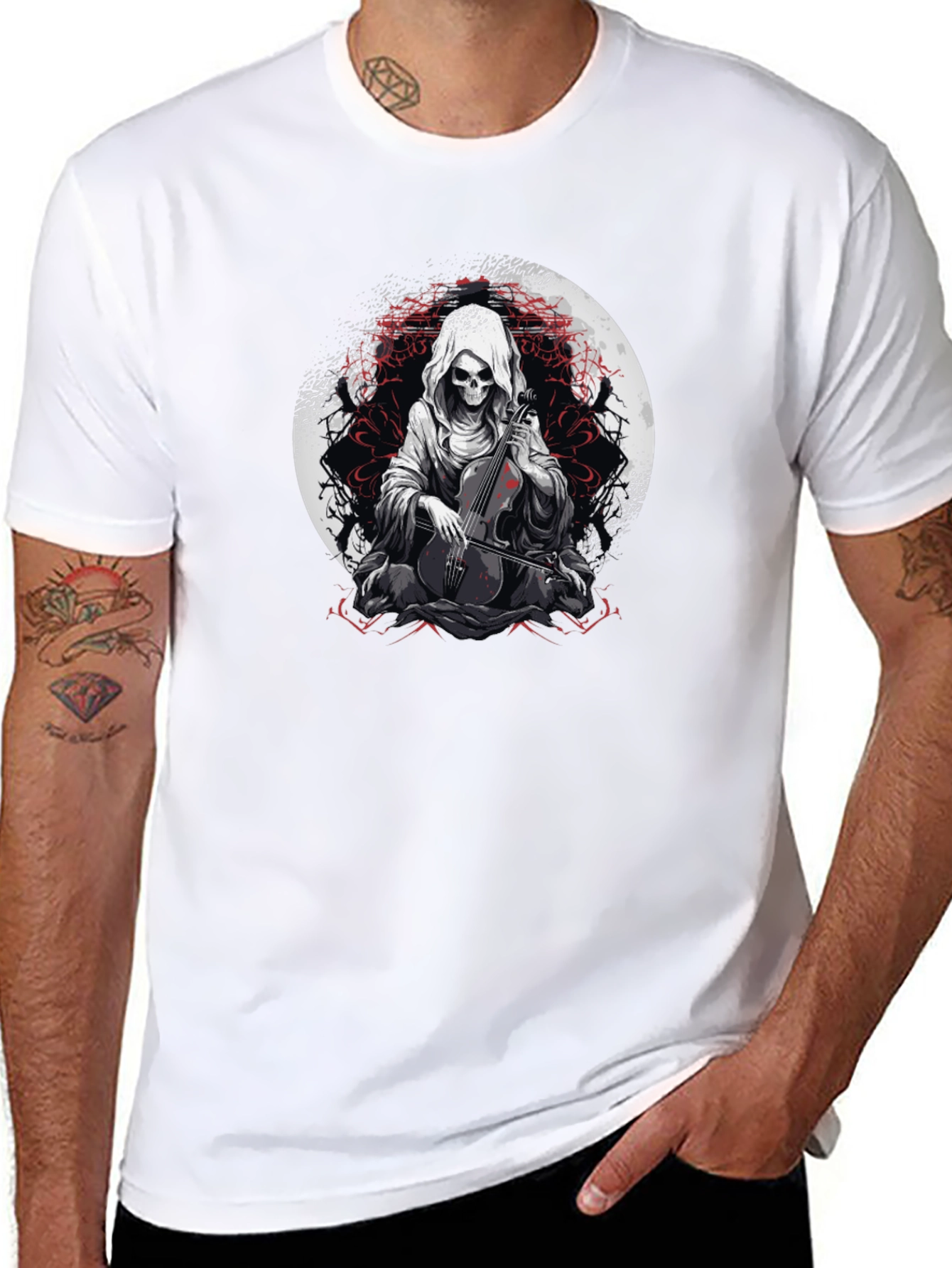Grim Reaper Cello Player Graphic Tee