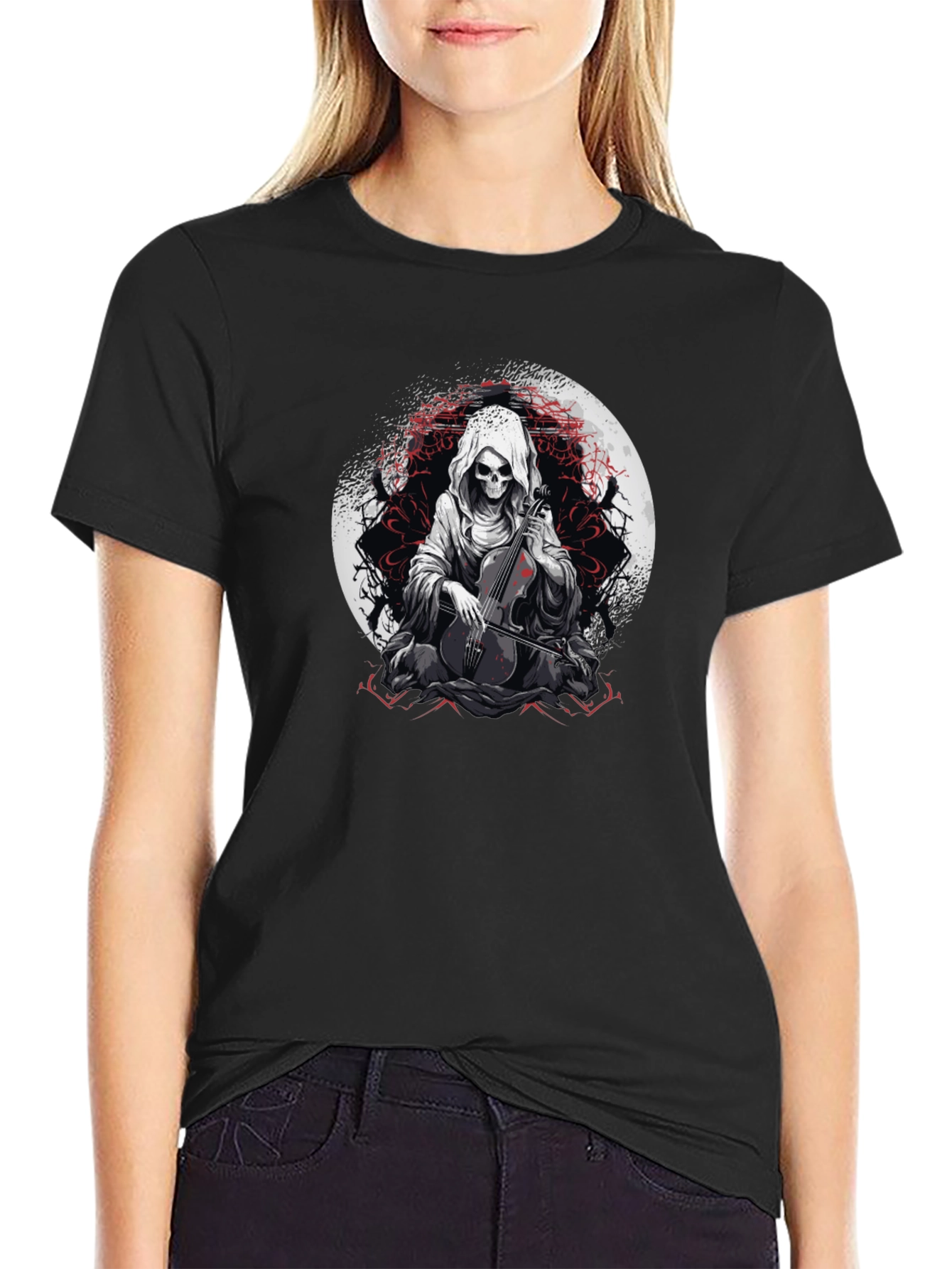Grim Reaper Cello Player Graphic Tee