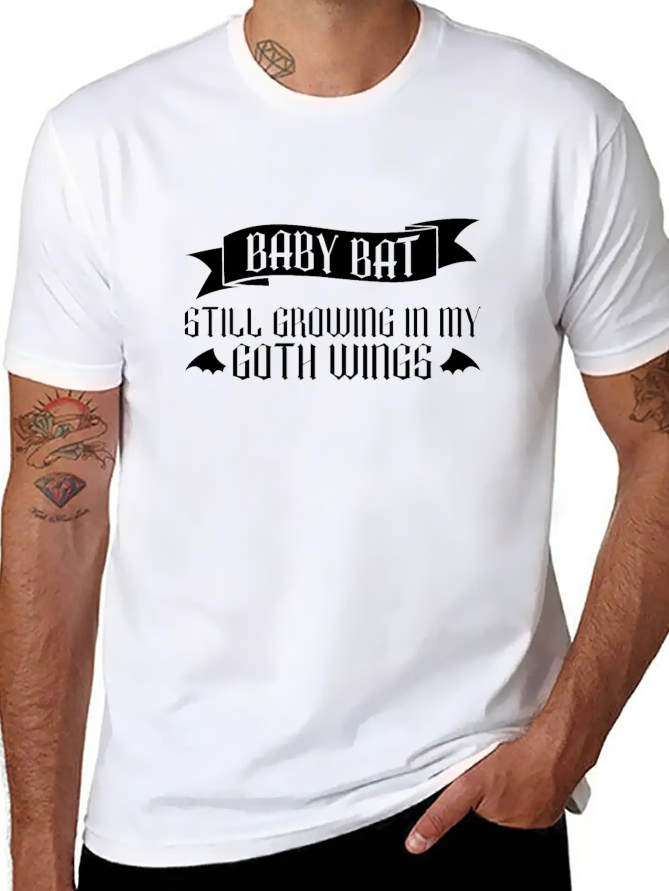 Baby Bat - Still Growing In My Goth Wings - Baby Breathable Soft Cotton T-Shirt – Timeless Casual Look