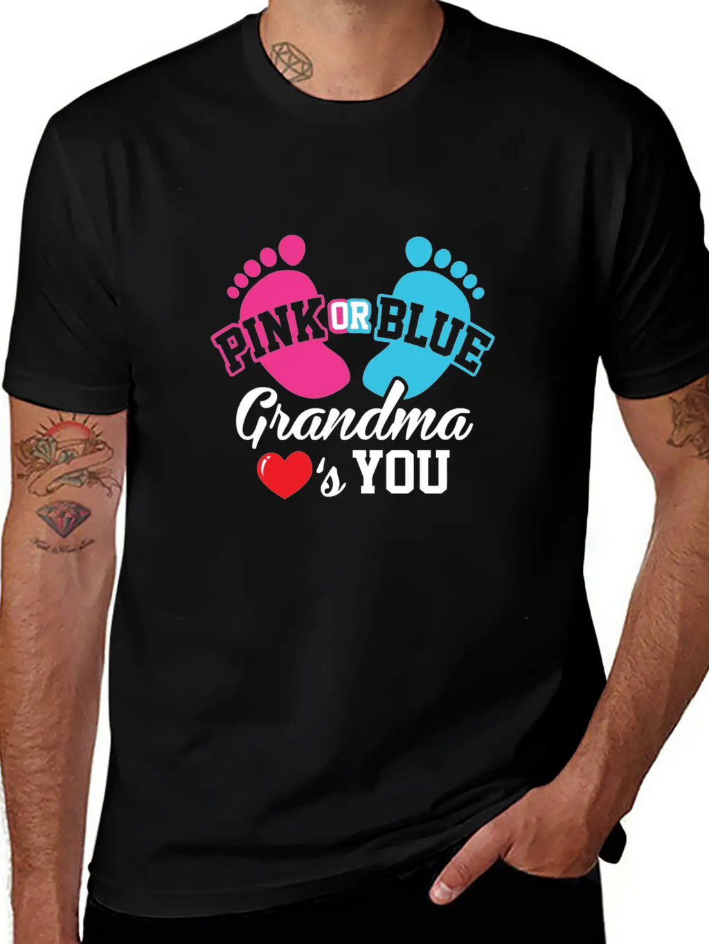 Baby Shower Pink Or Blue Grandma Loves You Pregnan Unisex Casual T-Shirt – Clean Design For Daily Comfort