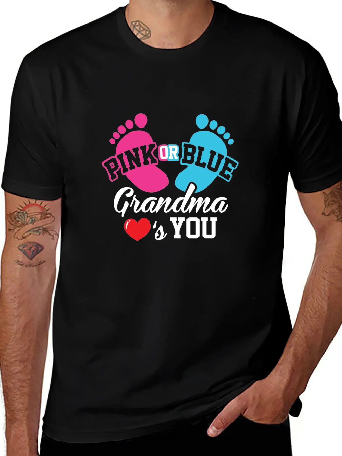 Baby Shower Pink Or Blue Grandma Loves You Pregnan Unisex Casual T-Shirt – Clean Design For Daily Comfort