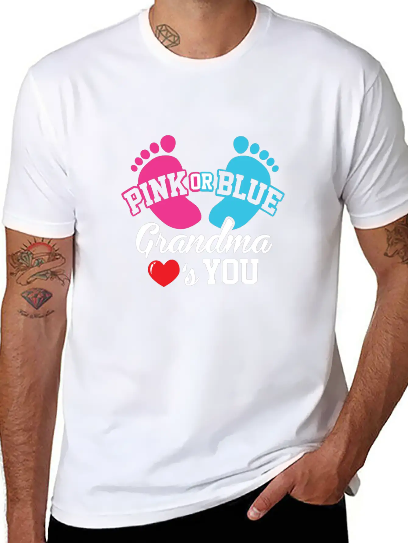Baby Shower Pink Or Blue Grandma Loves You Pregnan Unisex Casual T-Shirt – Clean Design For Daily Comfort