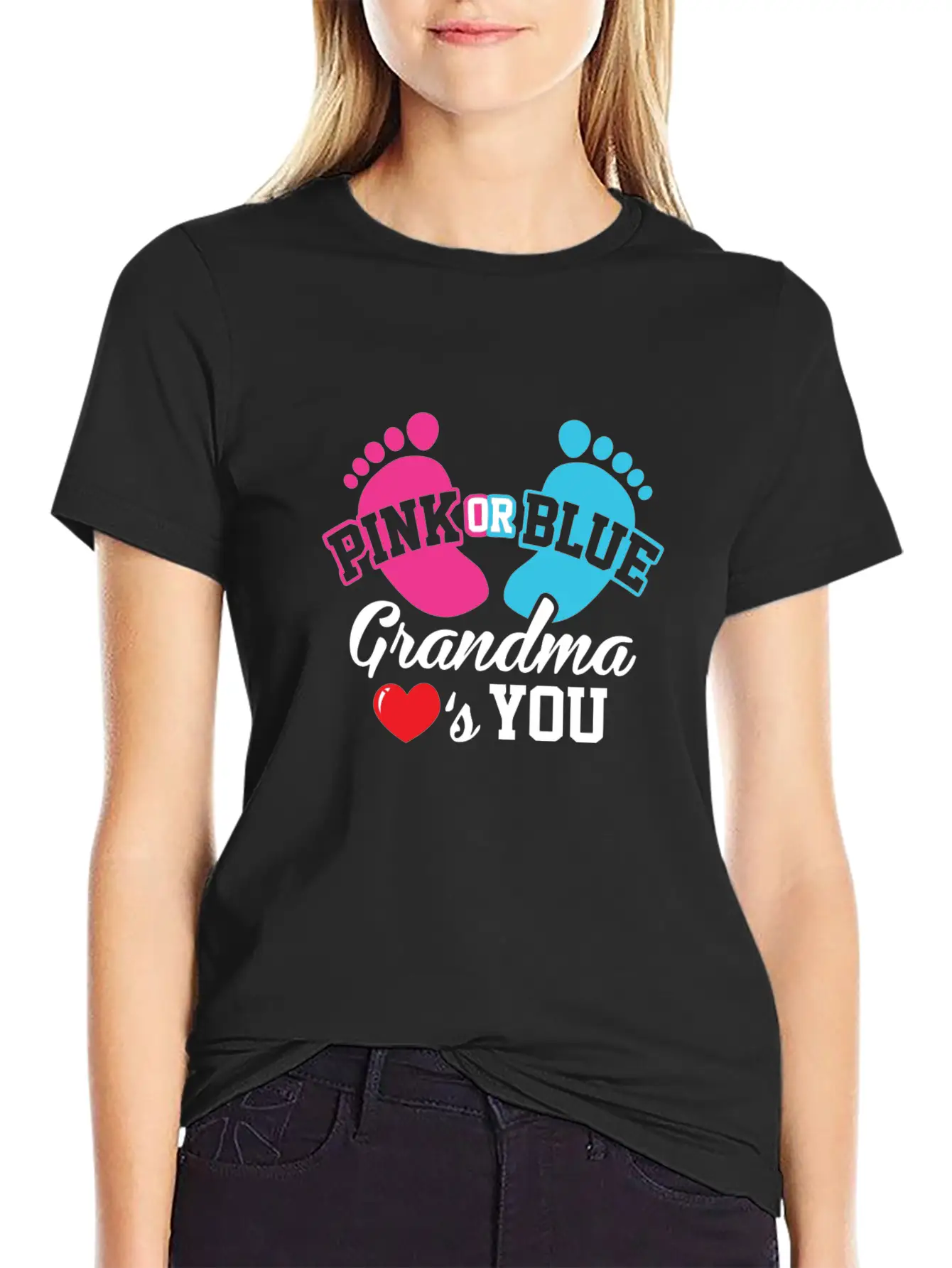 Baby Shower Pink Or Blue Grandma Loves You Pregnan Unisex Casual T-Shirt – Clean Design For Daily Comfort