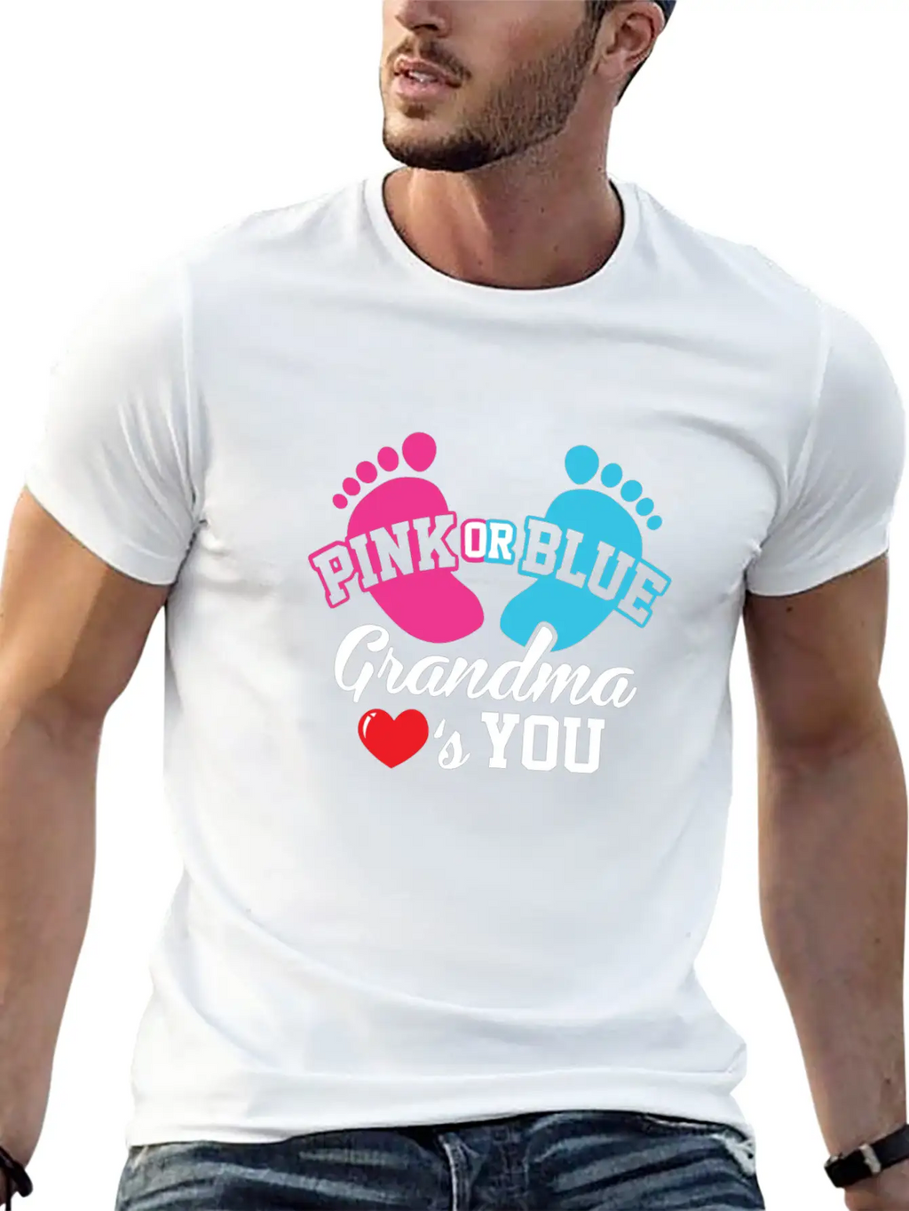 Baby Shower Pink Or Blue Grandma Loves You Pregnan Unisex Casual T-Shirt – Clean Design For Daily Comfort