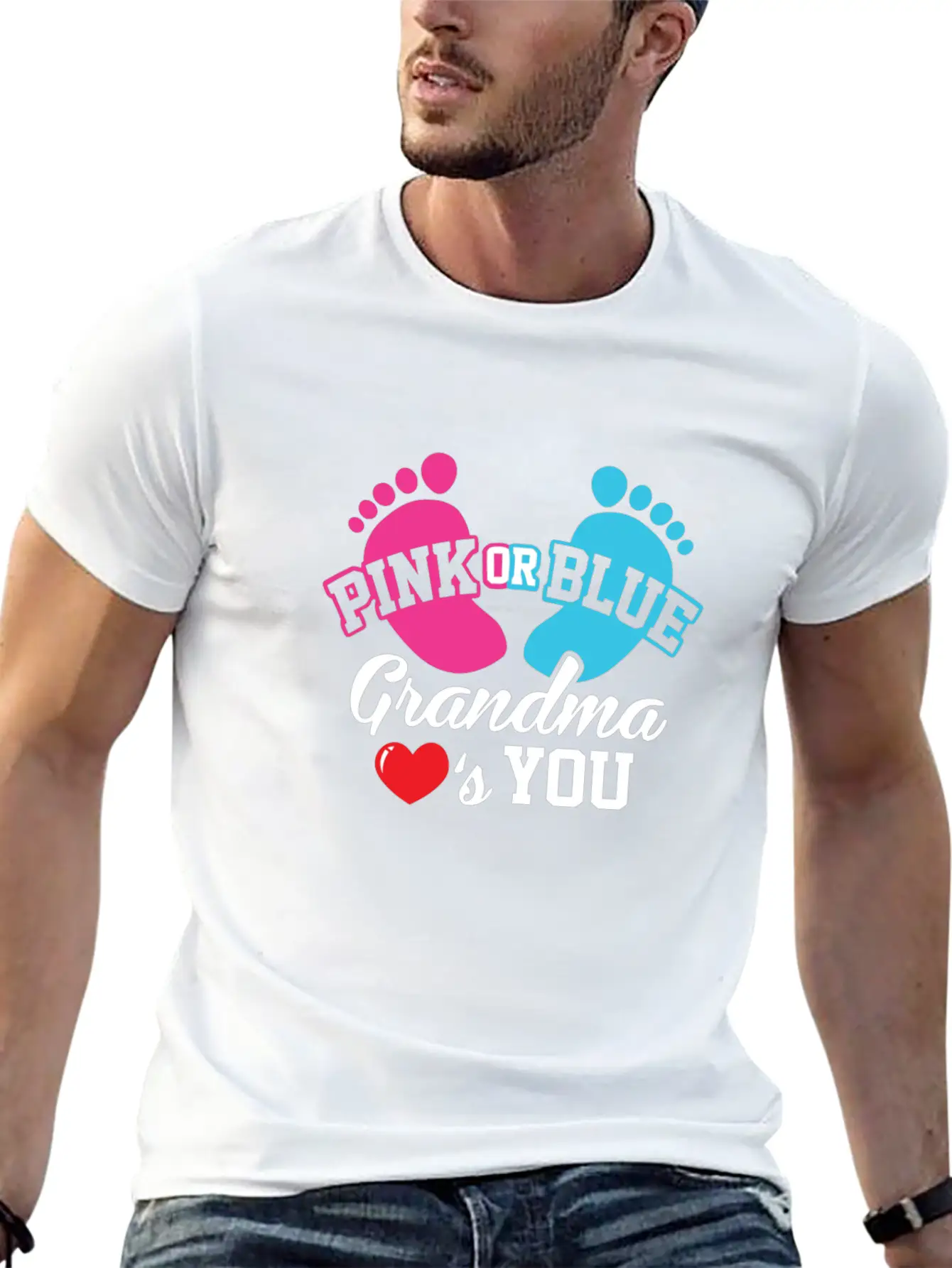 Baby Shower Pink Or Blue Grandma Loves You Pregnan Unisex Casual T-Shirt – Clean Design For Daily Comfort