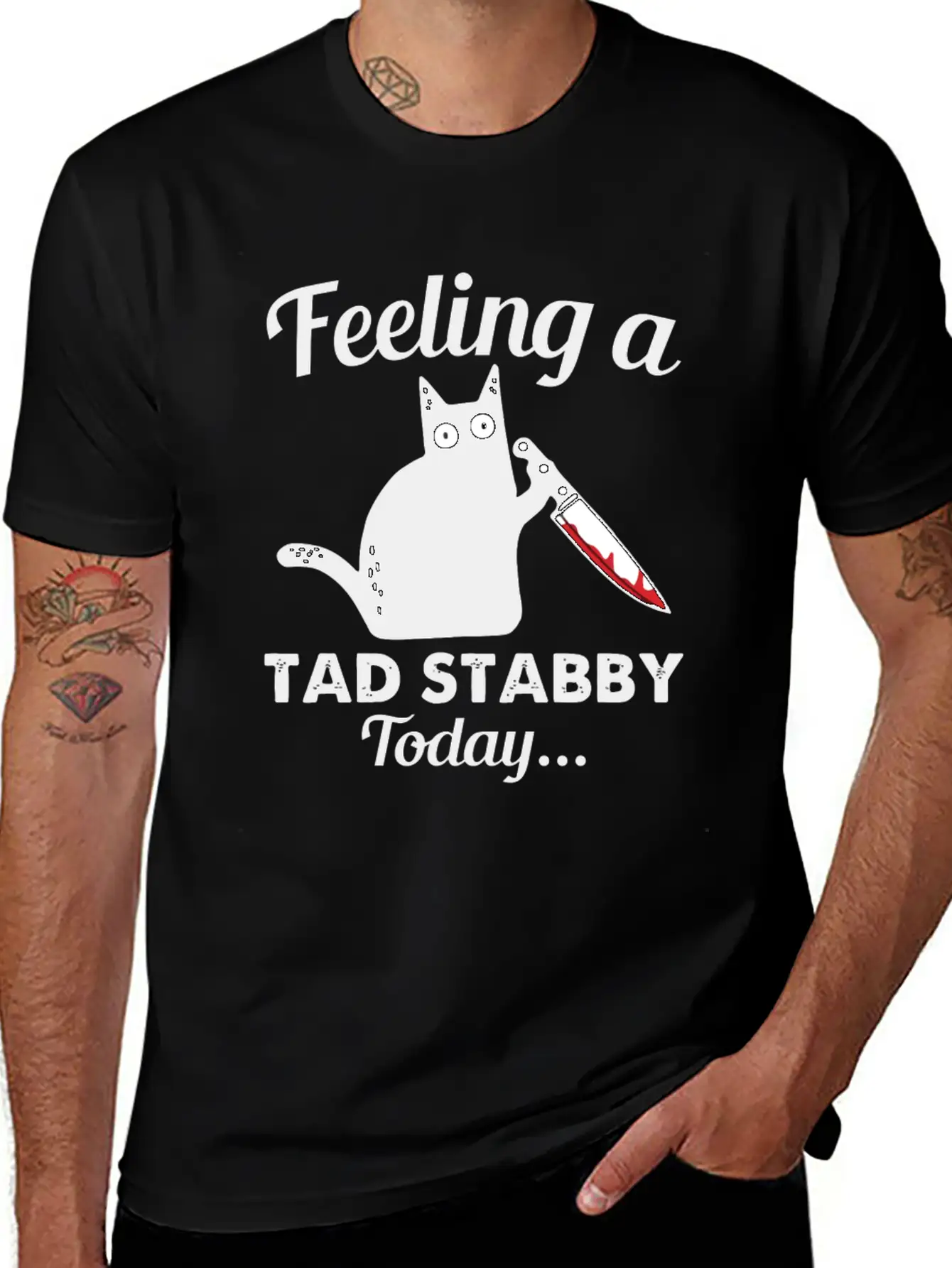 Back Cat Feeling A Tad Stabby Today Kitty Lover Unisex Casual T-Shirt – Clean Design For Daily Comfort