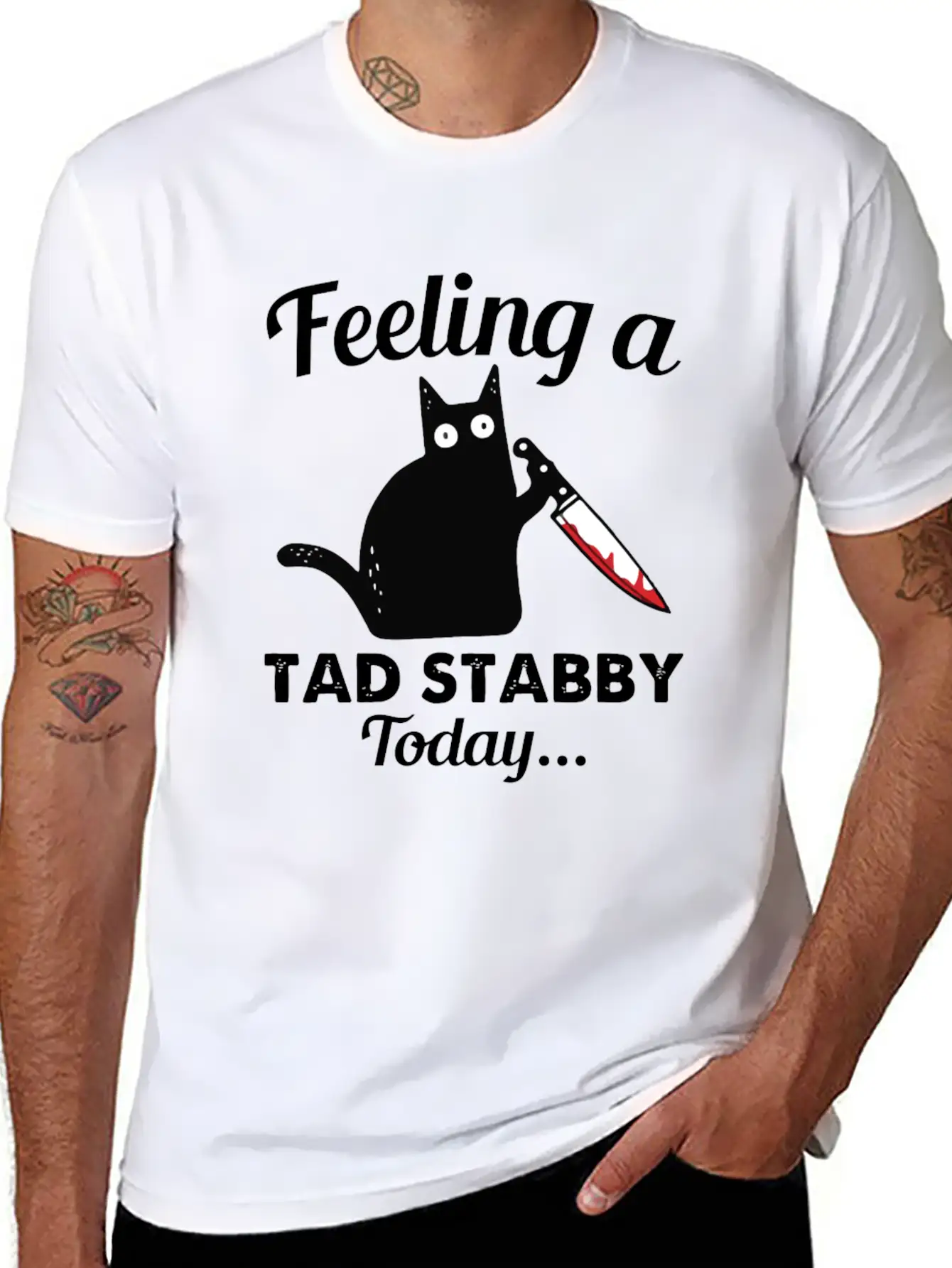 Back Cat Feeling A Tad Stabby Today Kitty Lover Unisex Casual T-Shirt – Clean Design For Daily Comfort