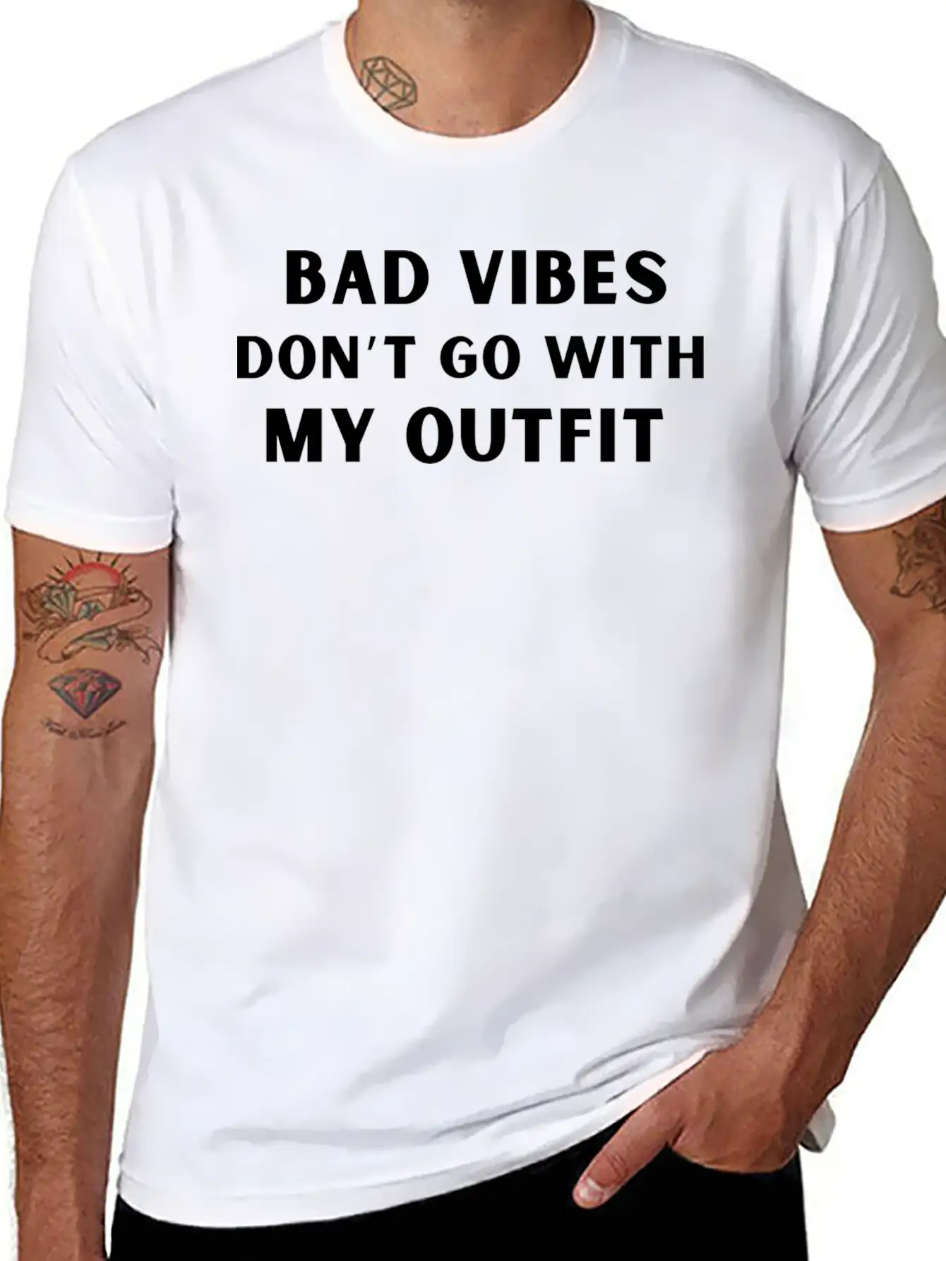 Bad Vibes Don’t Go With My Outfit Unisex Casual T-Shirt – Clean Design For Daily Comfort