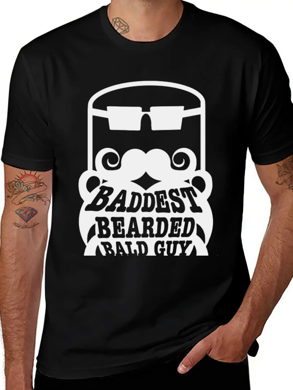 Baddest Bearded Bald Guy Design Classic Fit Graphic Tee For Daily Comfort – Unisex Cotton Shirt