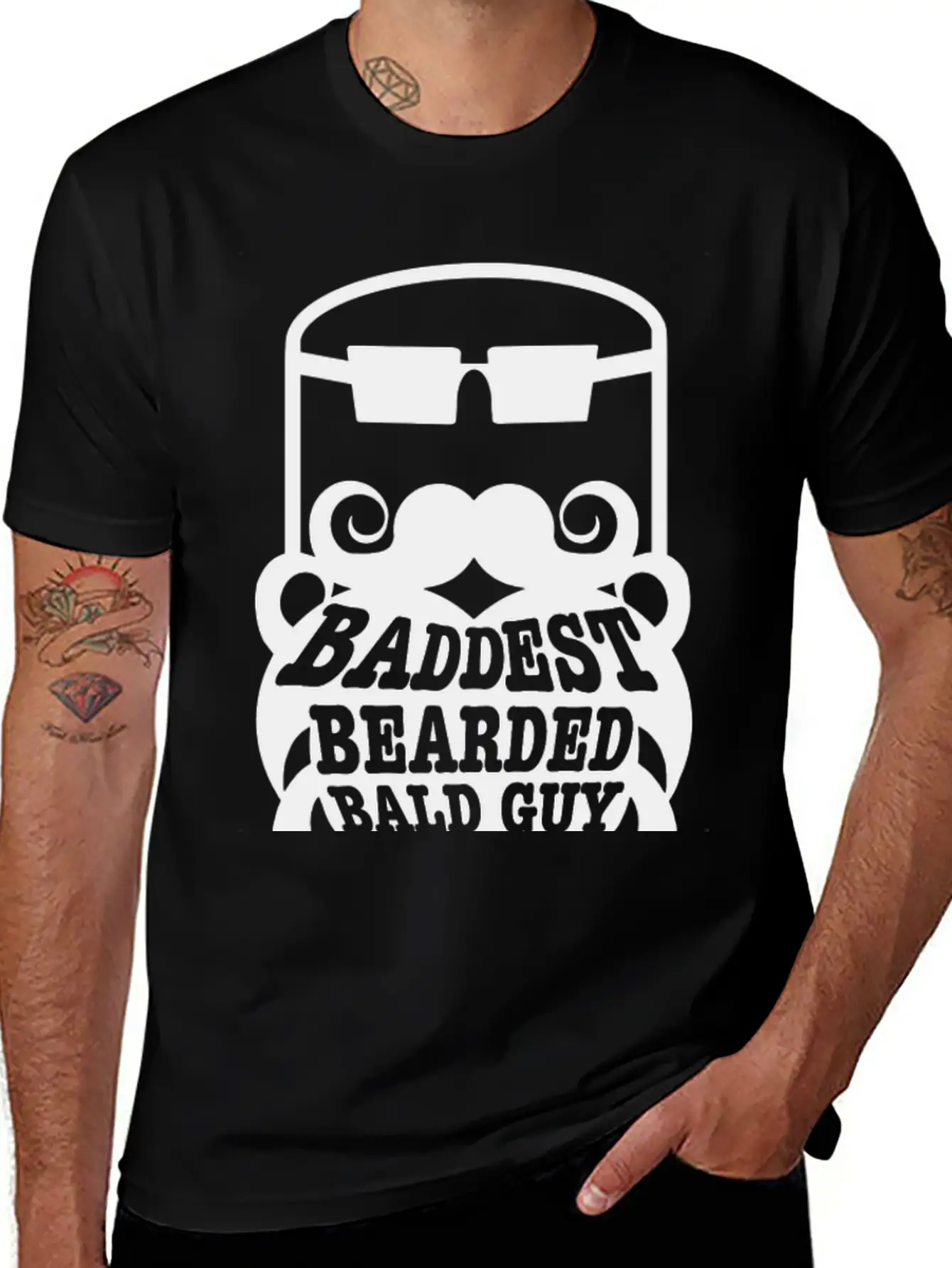 Baddest Bearded Bald Guy Design Classic Fit Graphic Tee For Daily Comfort – Unisex Cotton Shirt