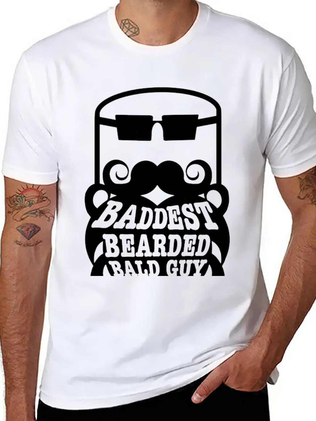 Baddest Bearded Bald Guy Design Classic Fit Graphic Tee For Daily Comfort – Unisex Cotton Shirt