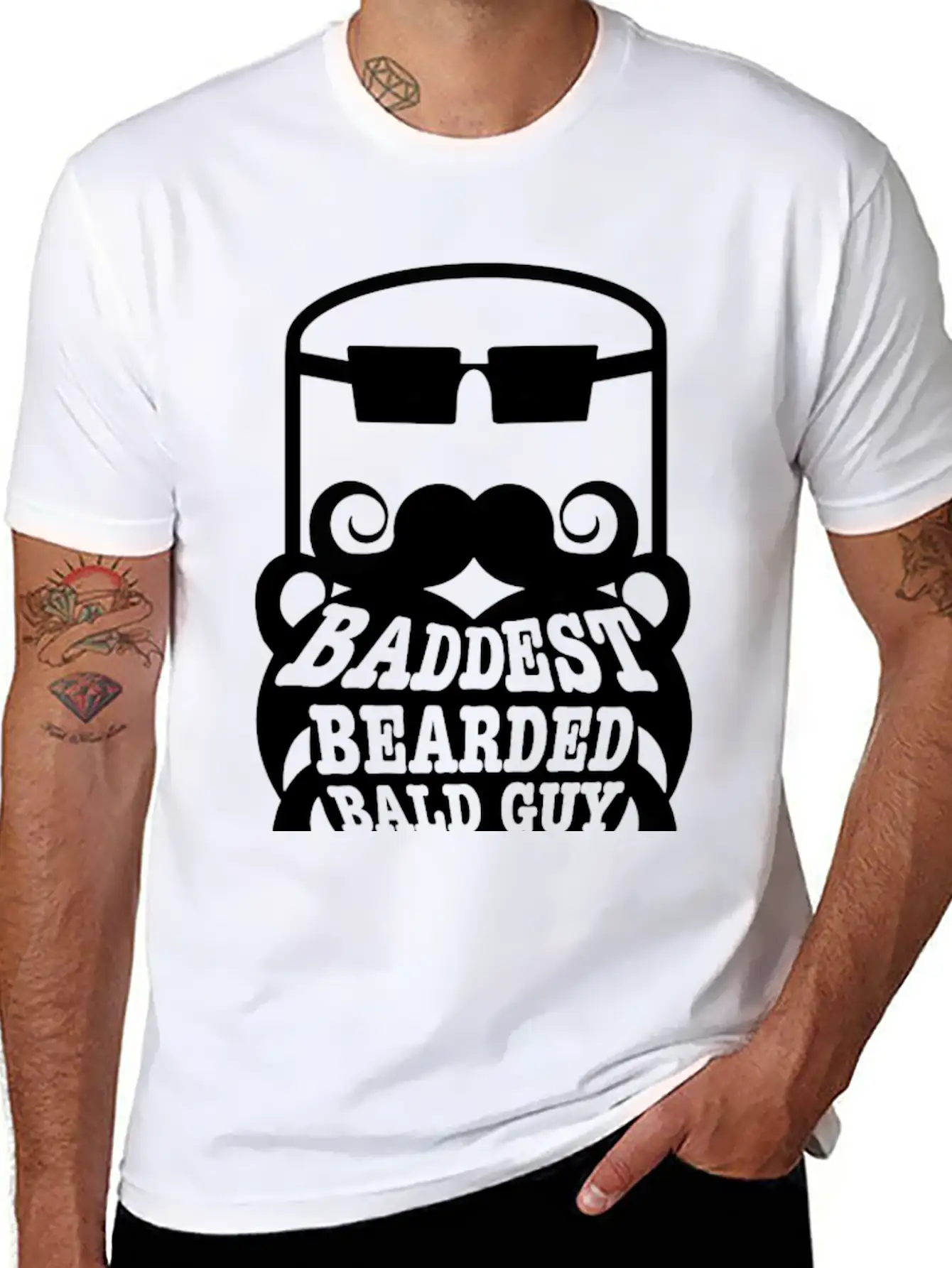 Baddest Bearded Bald Guy Design Classic Fit Graphic Tee For Daily Comfort – Unisex Cotton Shirt