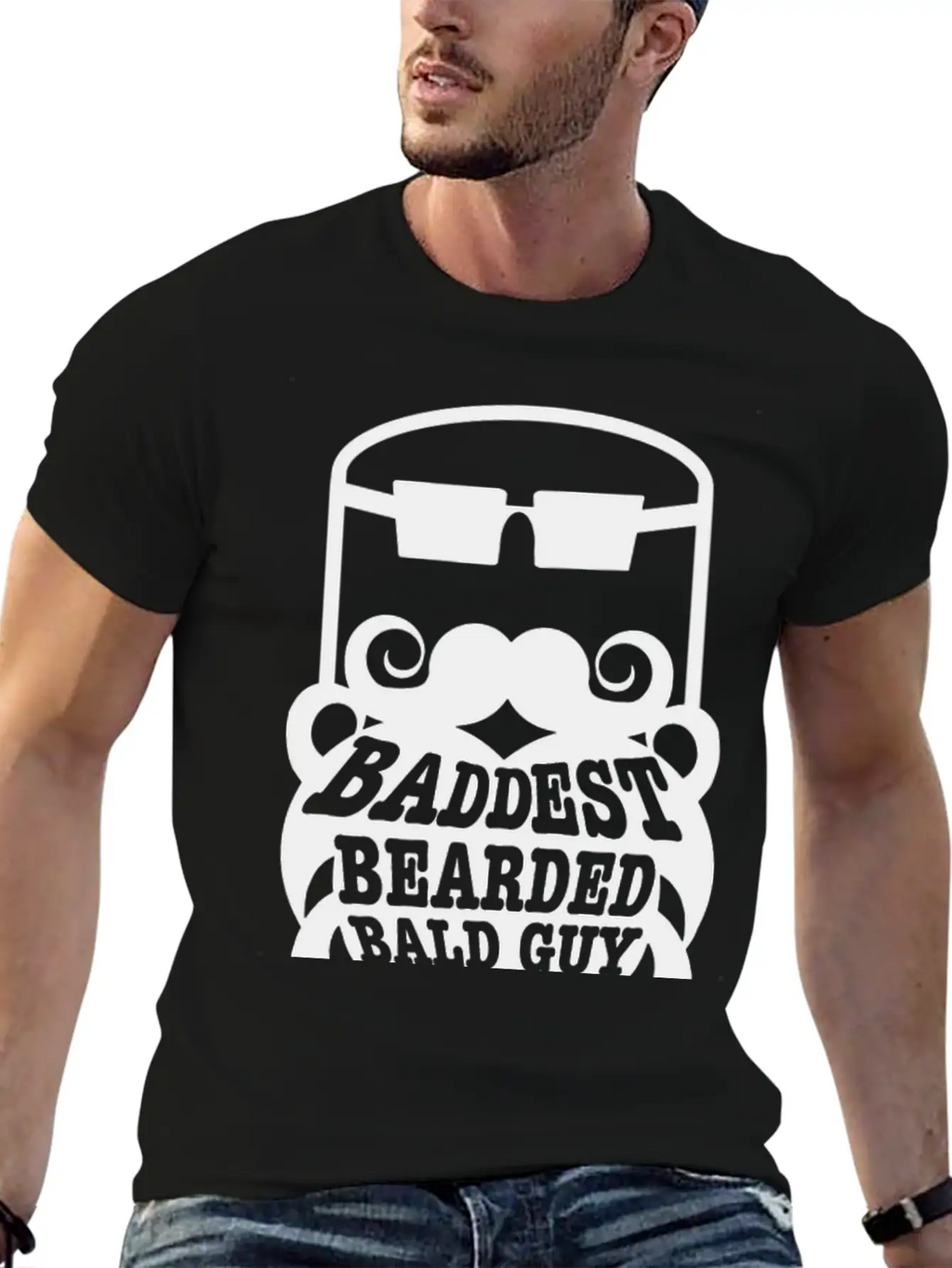 Baddest Bearded Bald Guy Design Classic Fit Graphic Tee For Daily Comfort – Unisex Cotton Shirt