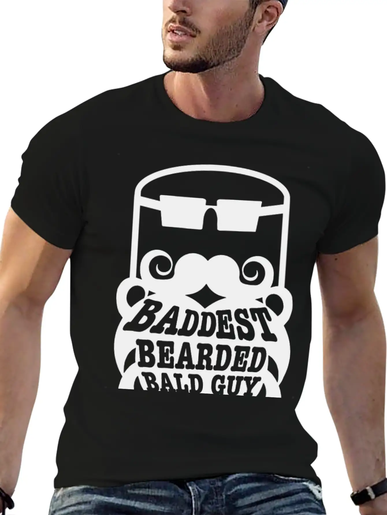 Baddest Bearded Bald Guy Design Classic Fit Graphic Tee For Daily Comfort – Unisex Cotton Shirt