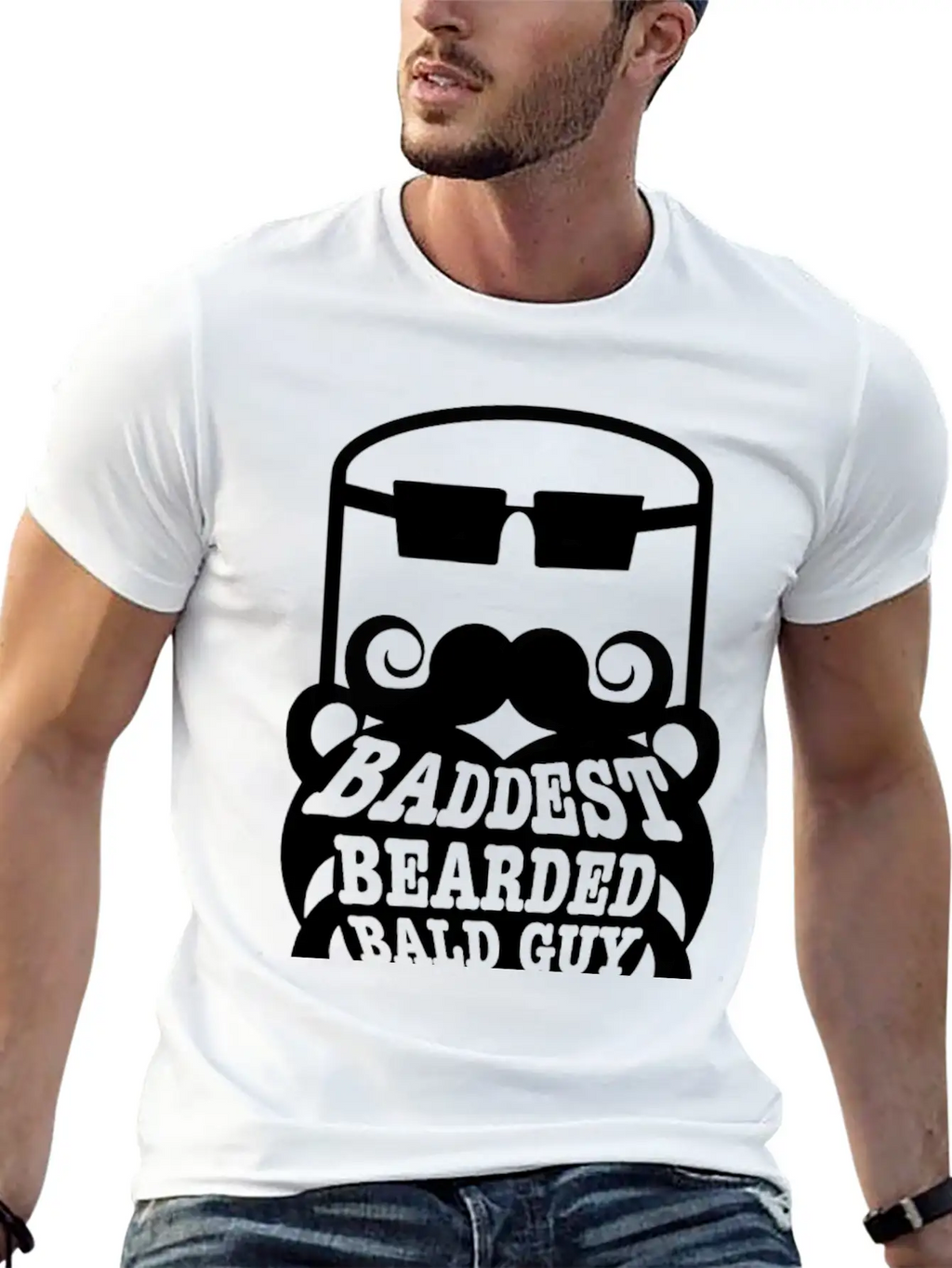 Baddest Bearded Bald Guy Design Classic Fit Graphic Tee For Daily Comfort – Unisex Cotton Shirt