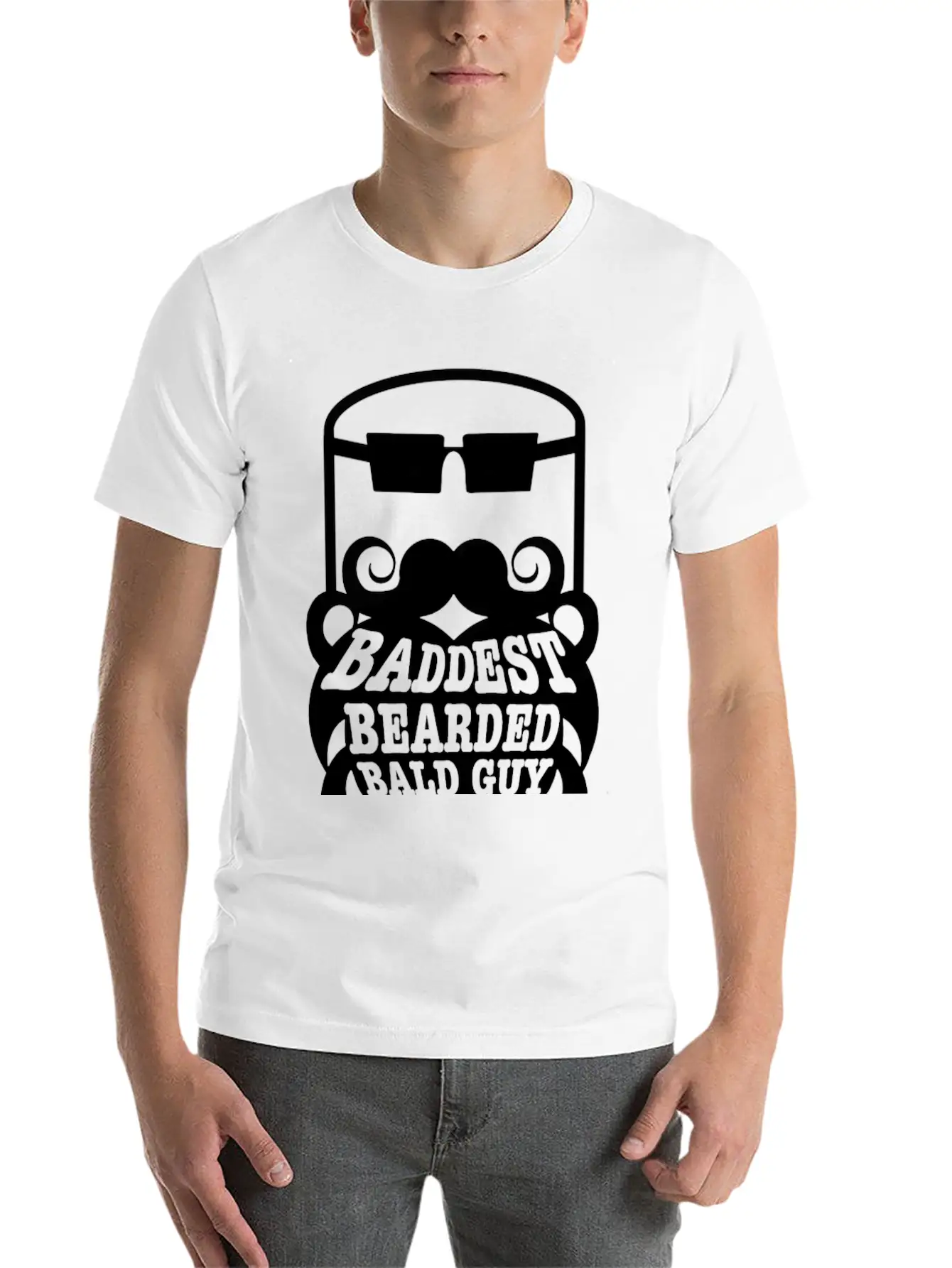 Baddest Bearded Bald Guy Design Classic Fit Graphic Tee For Daily Comfort – Unisex Cotton Shirt