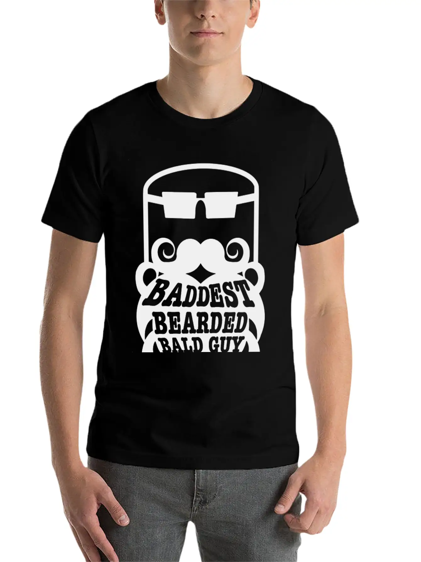 Baddest Bearded Bald Guy Design Classic Fit Graphic Tee For Daily Comfort – Unisex Cotton Shirt