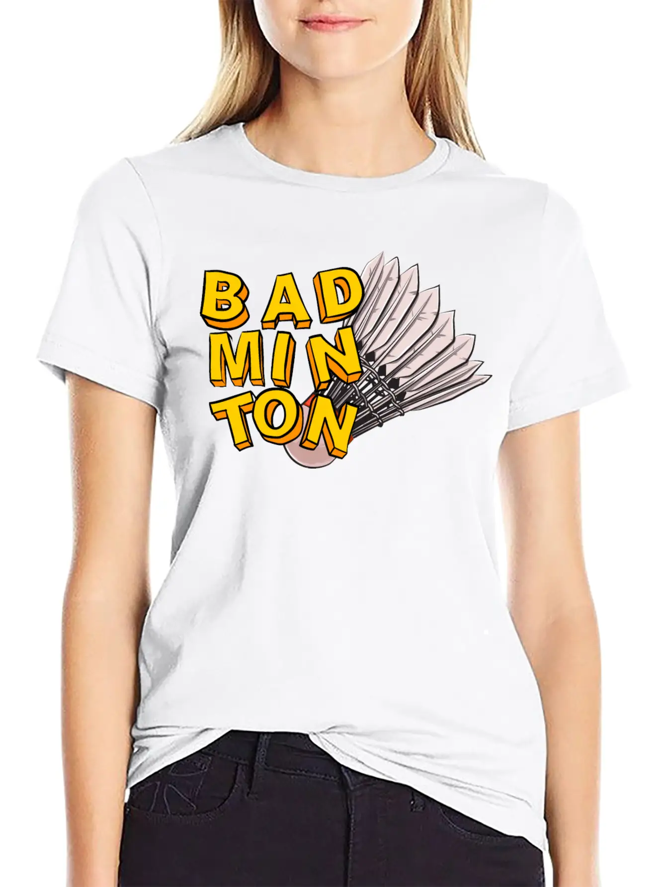 Badminton And Shuttlecock Hand Drawn Style Unisex Short Sleeve Soft Cotton T-Shirt – Casual Everyday Wear