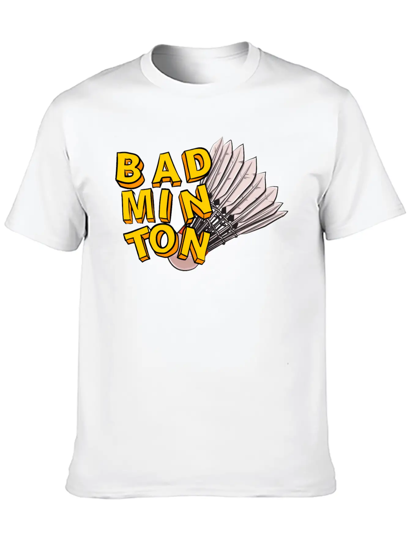 Badminton And Shuttlecock Hand Drawn Style Unisex Short Sleeve Soft Cotton T-Shirt – Casual Everyday Wear