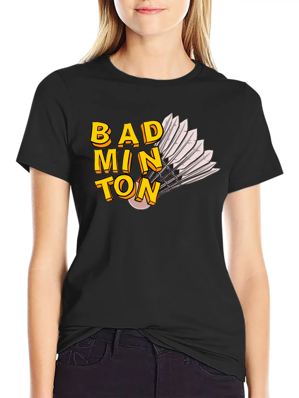 Badminton And Shuttlecock Hand Drawn Style Unisex Short Sleeve Soft Cotton T-Shirt – Casual Everyday Wear