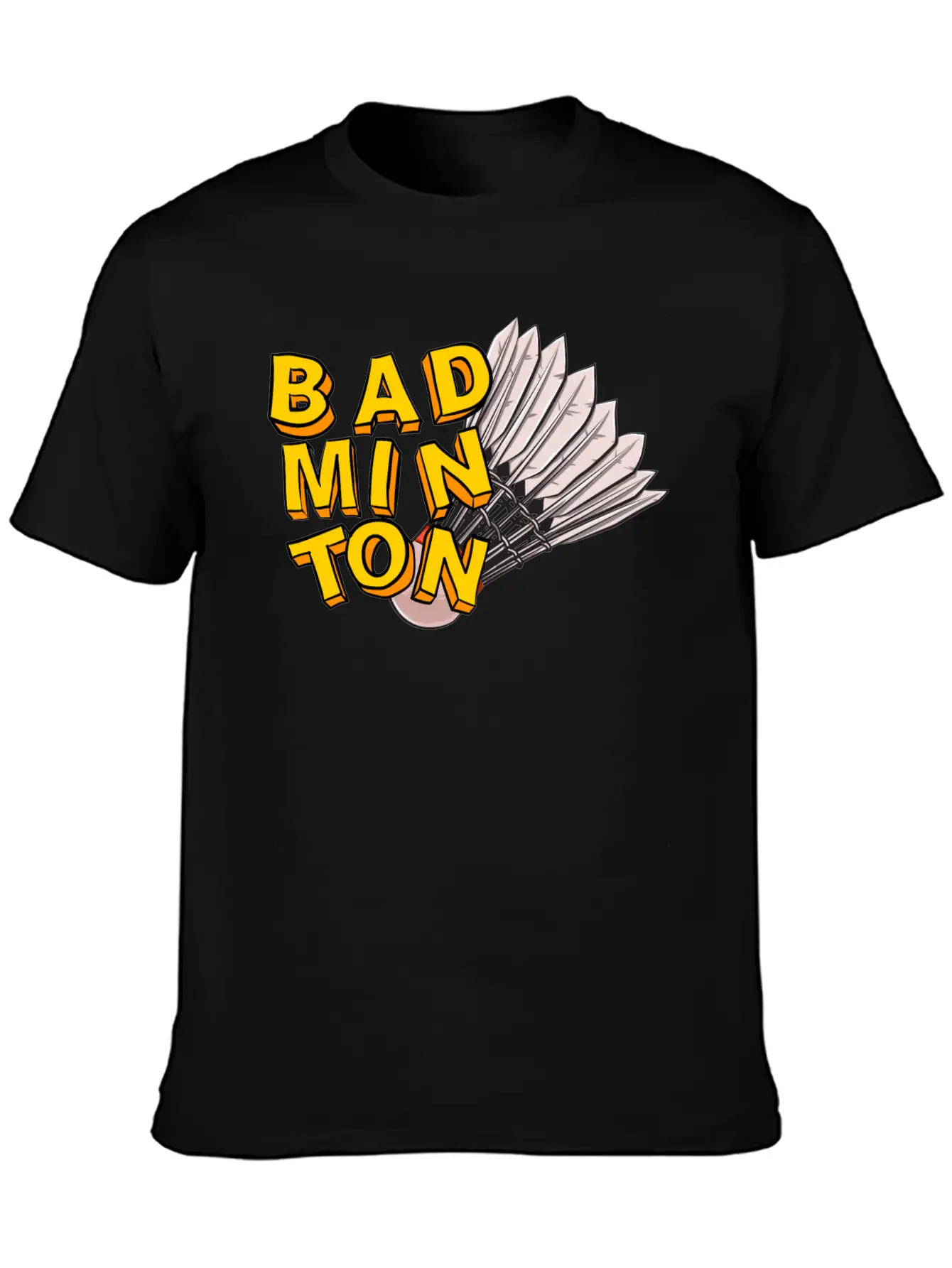Badminton And Shuttlecock Hand Drawn Style Unisex Short Sleeve Soft Cotton T-Shirt – Casual Everyday Wear