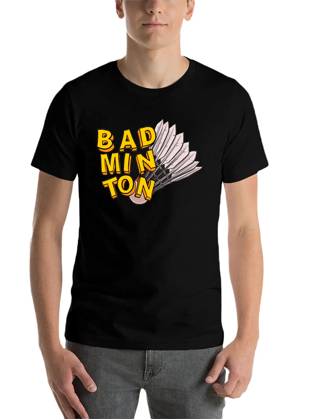 Badminton And Shuttlecock Hand Drawn Style Unisex Short Sleeve Soft Cotton T-Shirt – Casual Everyday Wear