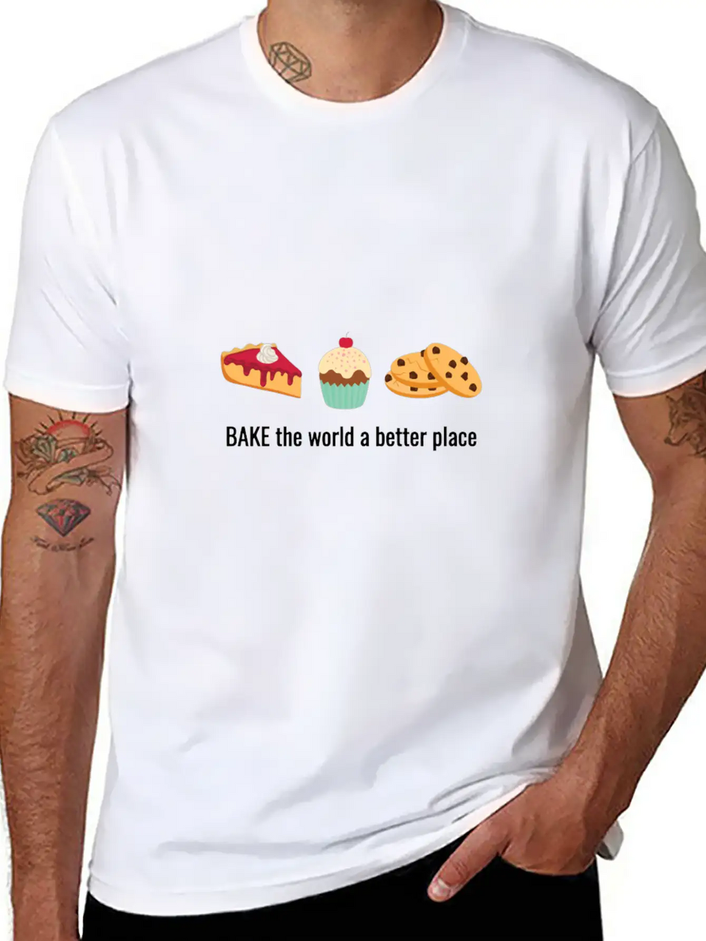 Baking Gift Bake The World A Better Place Breathable Soft Cotton T-Shirt – Timeless Casual Look