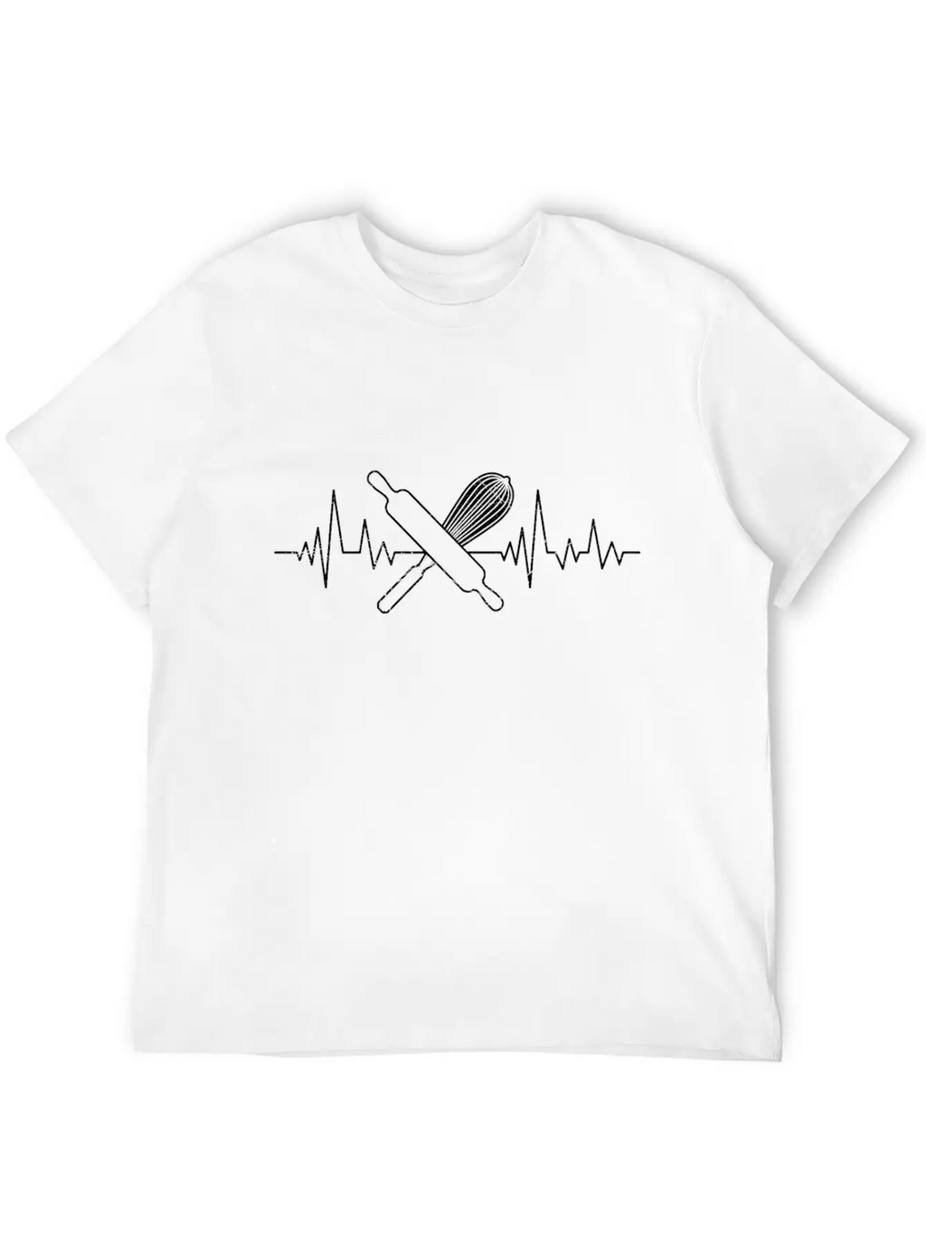 Baking Lover Heartbeat ECG Baking Fans Bakery Breathable Soft Cotton T-Shirt – Timeless Casual Look