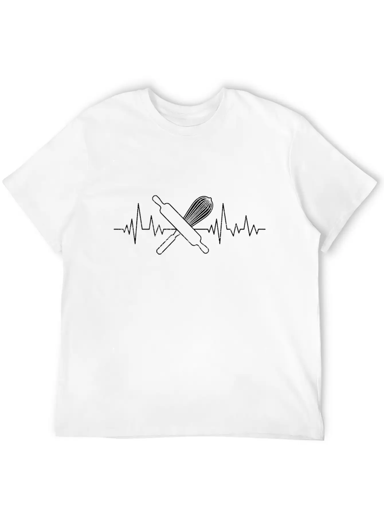 Baking Lover Heartbeat ECG Baking Fans Bakery Breathable Soft Cotton T-Shirt – Timeless Casual Look