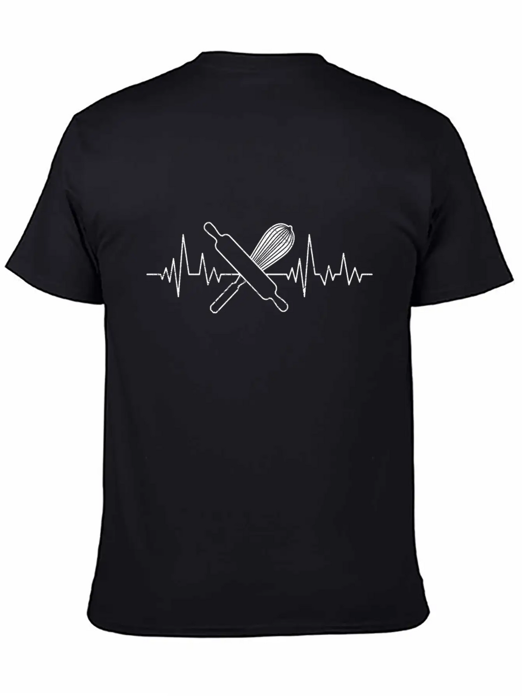 Baking Lover Heartbeat ECG Baking Fans Bakery Breathable Soft Cotton T-Shirt – Timeless Casual Look