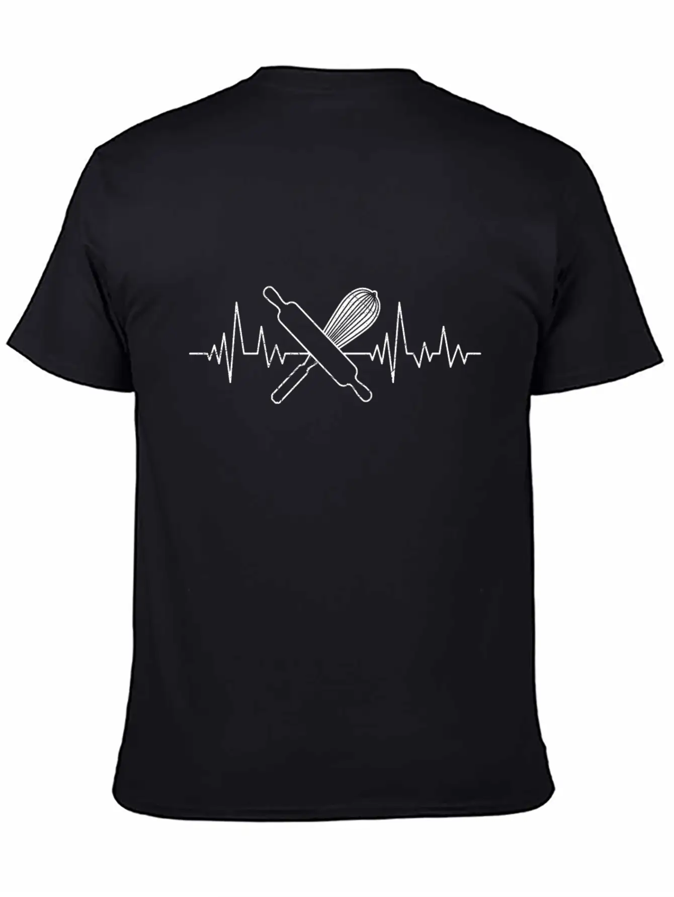 Baking Lover Heartbeat ECG Baking Fans Bakery Breathable Soft Cotton T-Shirt – Timeless Casual Look
