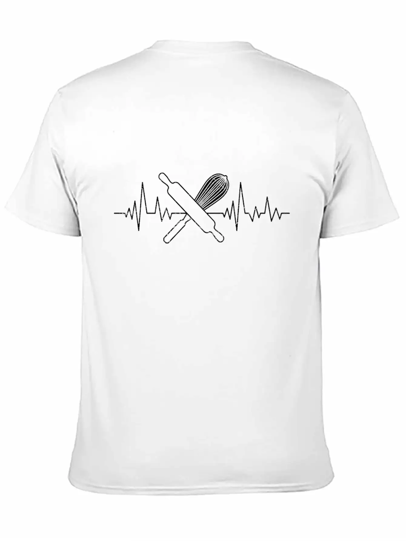 Baking Lover Heartbeat ECG Baking Fans Bakery Breathable Soft Cotton T-Shirt – Timeless Casual Look