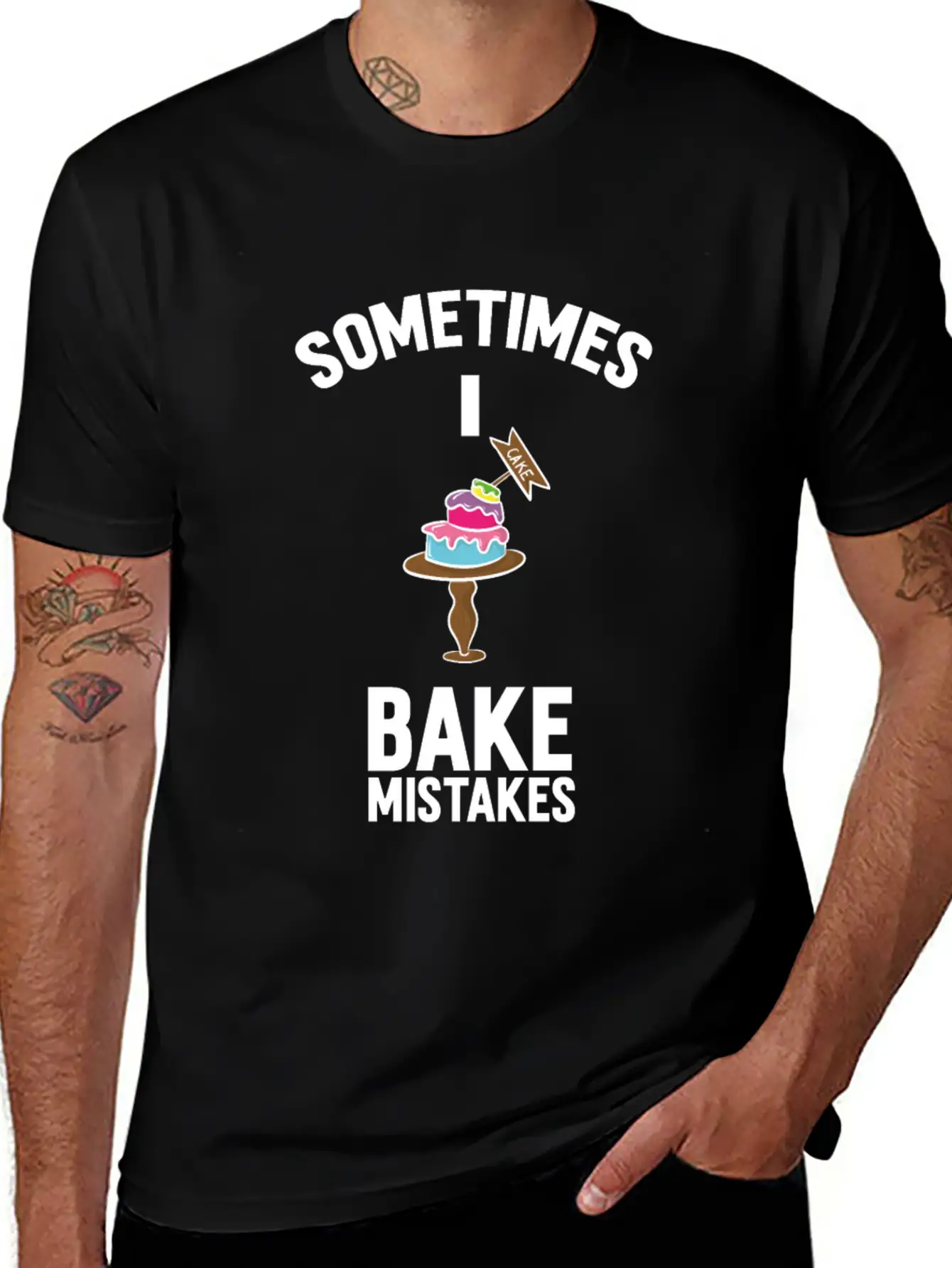 Baking Pun Cake Sometimes I Bake Mistakes Baker Unisex Casual T-Shirt – Clean Design For Daily Comfort