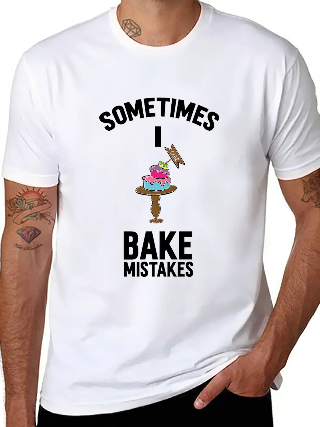 Baking Pun Cake Sometimes I Bake Mistakes Baker Unisex Casual T-Shirt – Clean Design For Daily Comfort
