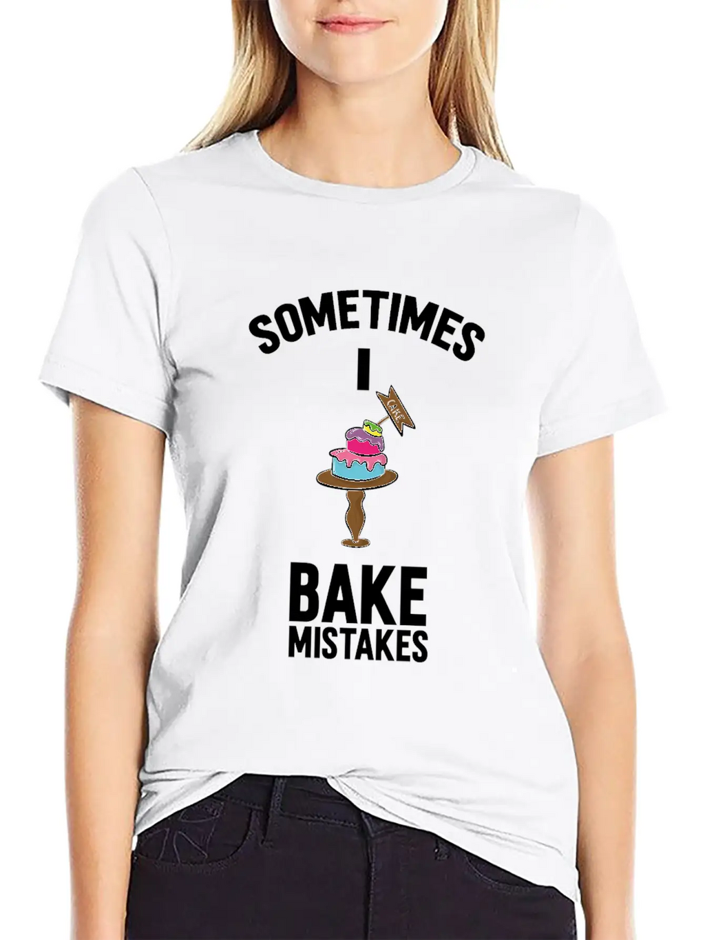 Baking Pun Cake Sometimes I Bake Mistakes Baker Unisex Casual T-Shirt – Clean Design For Daily Comfort
