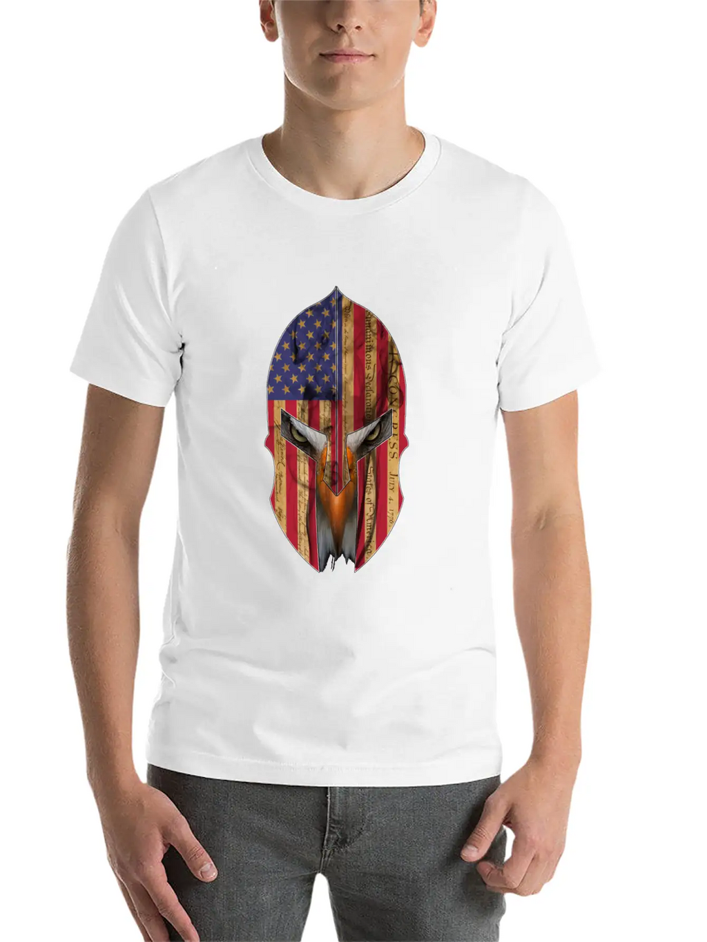 Bald Eagle Spartan Helmet USA Flag Independence Unisex Casual T-Shirt – Clean Design For Daily Comfort