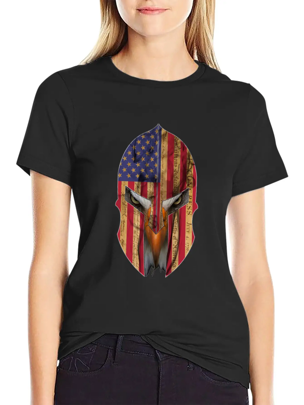 Bald Eagle Spartan Helmet USA Flag Independence Unisex Casual T-Shirt – Clean Design For Daily Comfort