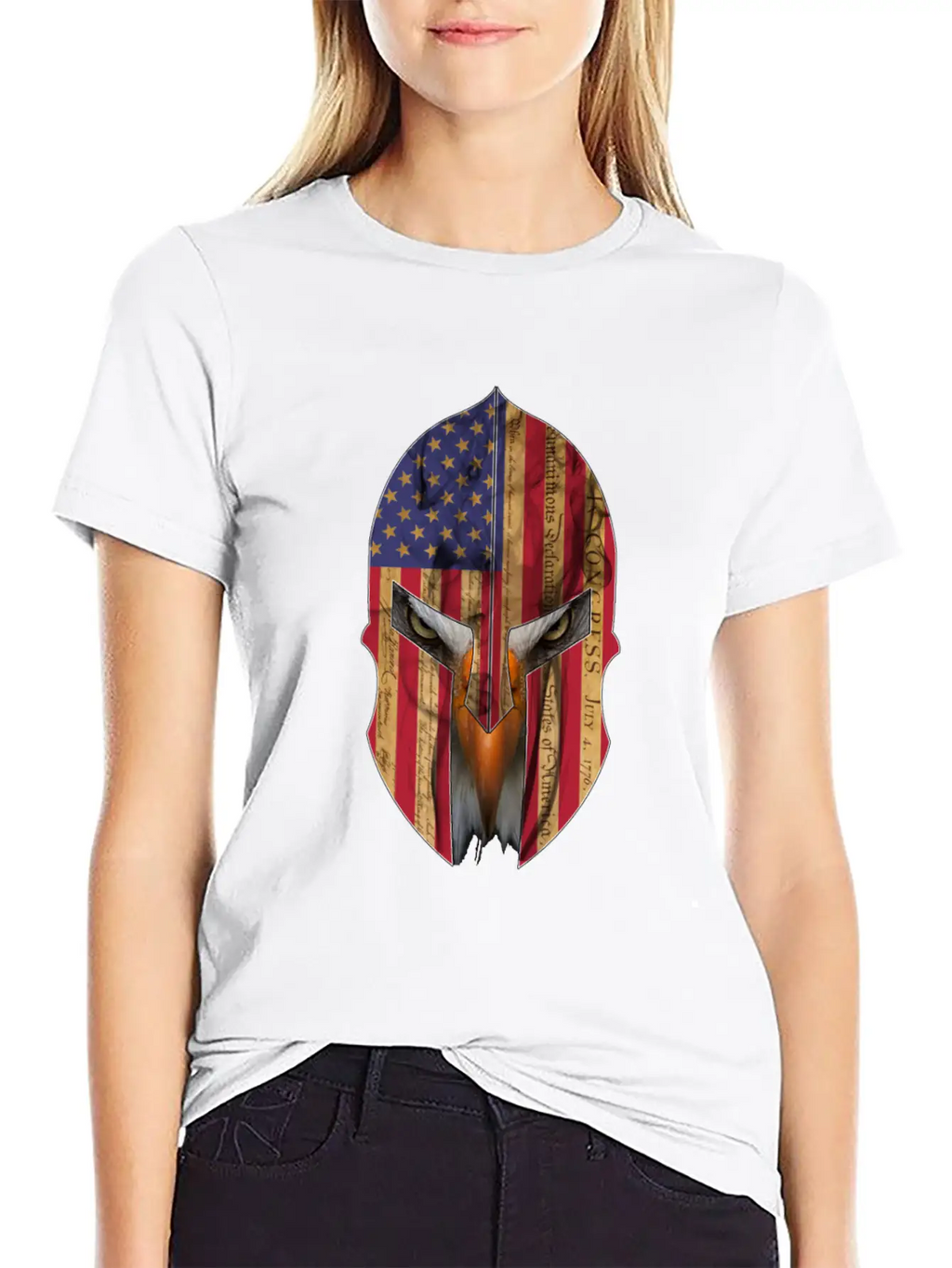 Bald Eagle Spartan Helmet USA Flag Independence Unisex Casual T-Shirt – Clean Design For Daily Comfort