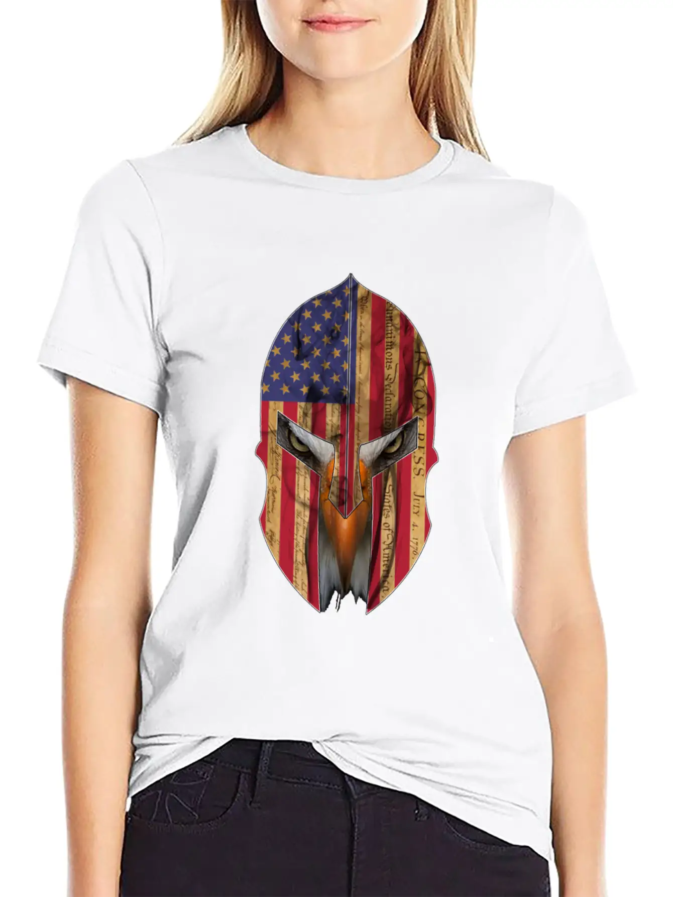 Bald Eagle Spartan Helmet USA Flag Independence Unisex Casual T-Shirt – Clean Design For Daily Comfort