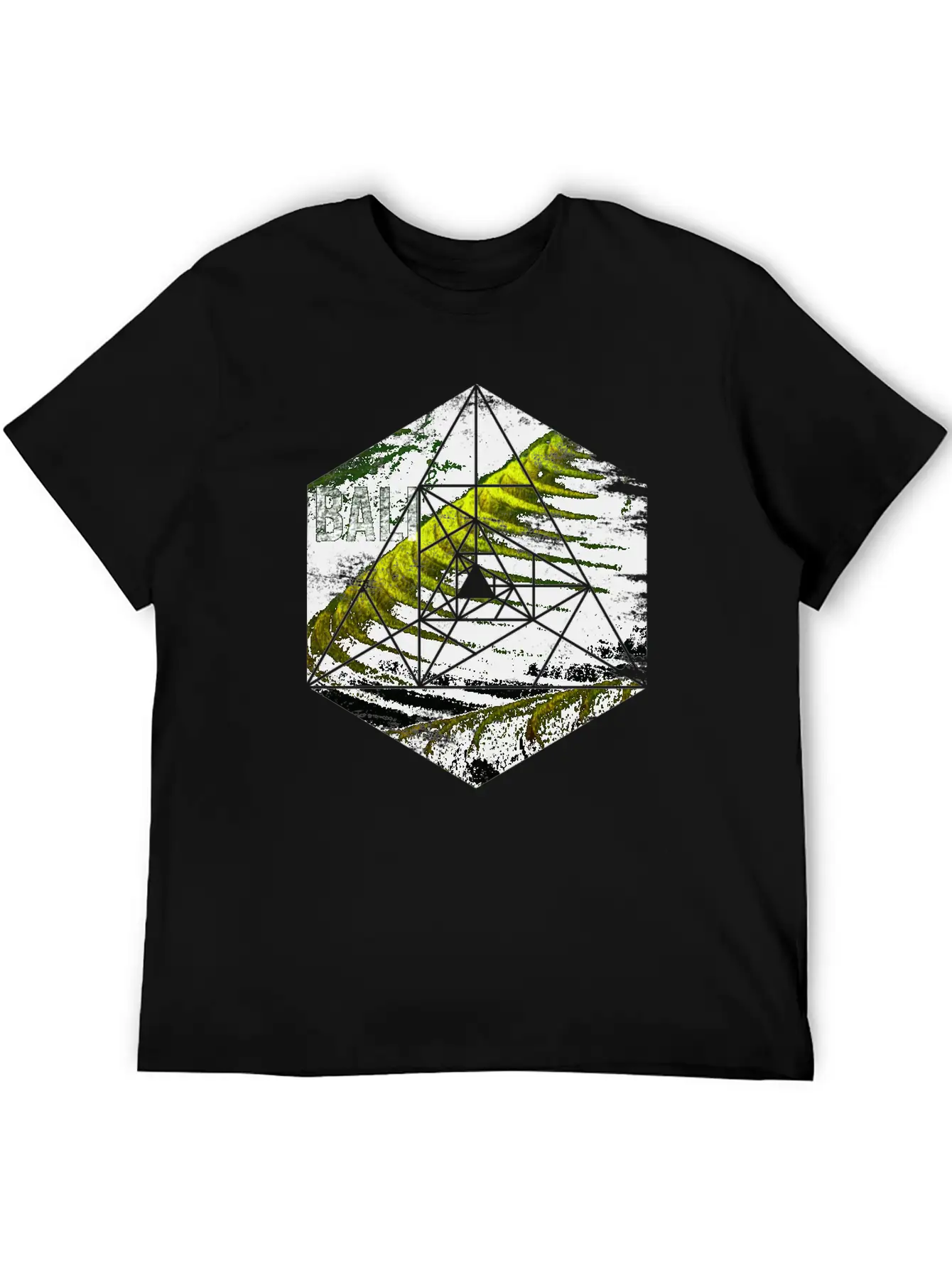 Bali Rice Field Geometric Abstract Unisex Short Sleeve Soft Cotton T-Shirt – Casual Everyday Wear