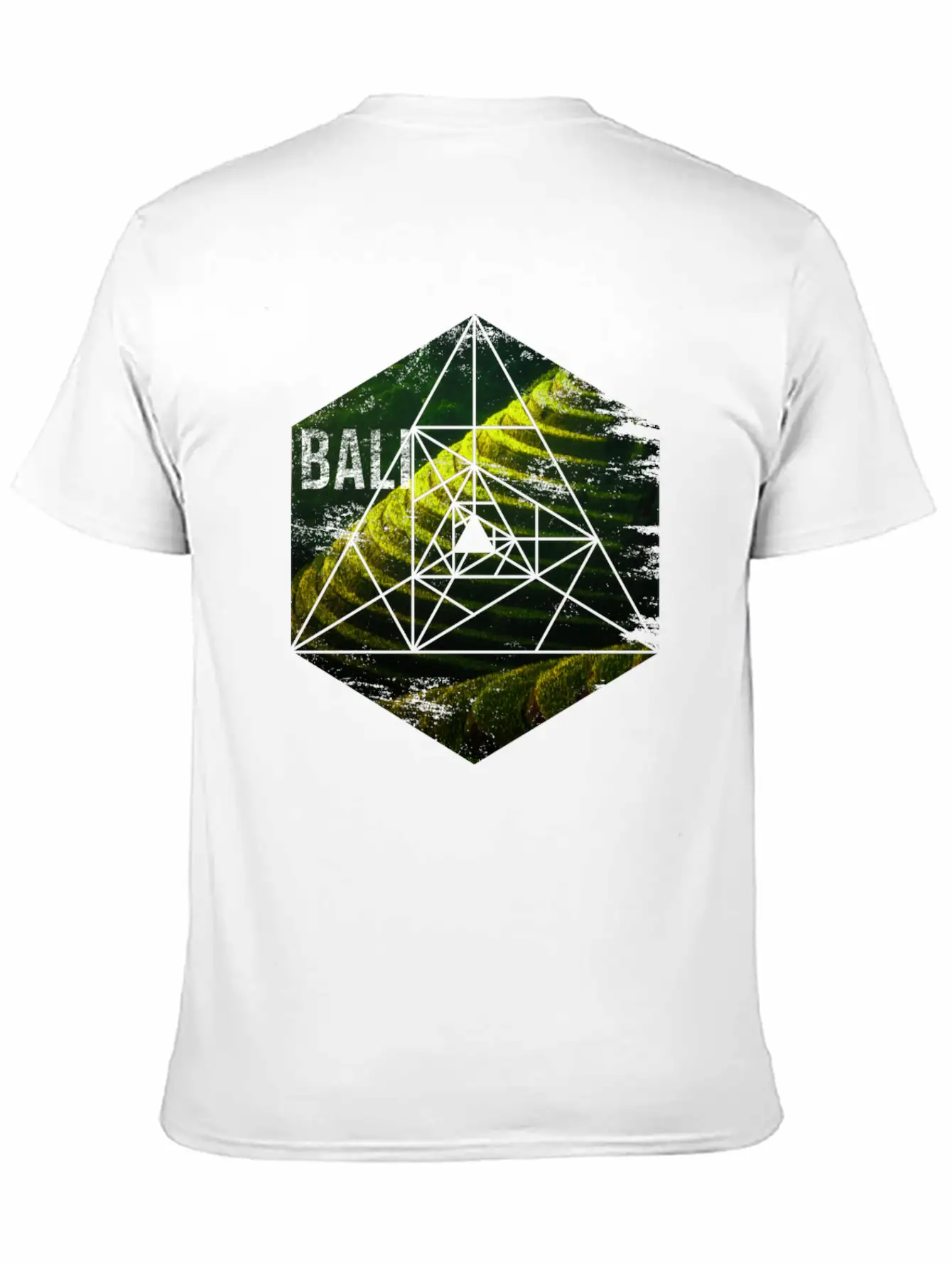 Bali Rice Field Geometric Abstract Unisex Short Sleeve Soft Cotton T-Shirt – Casual Everyday Wear